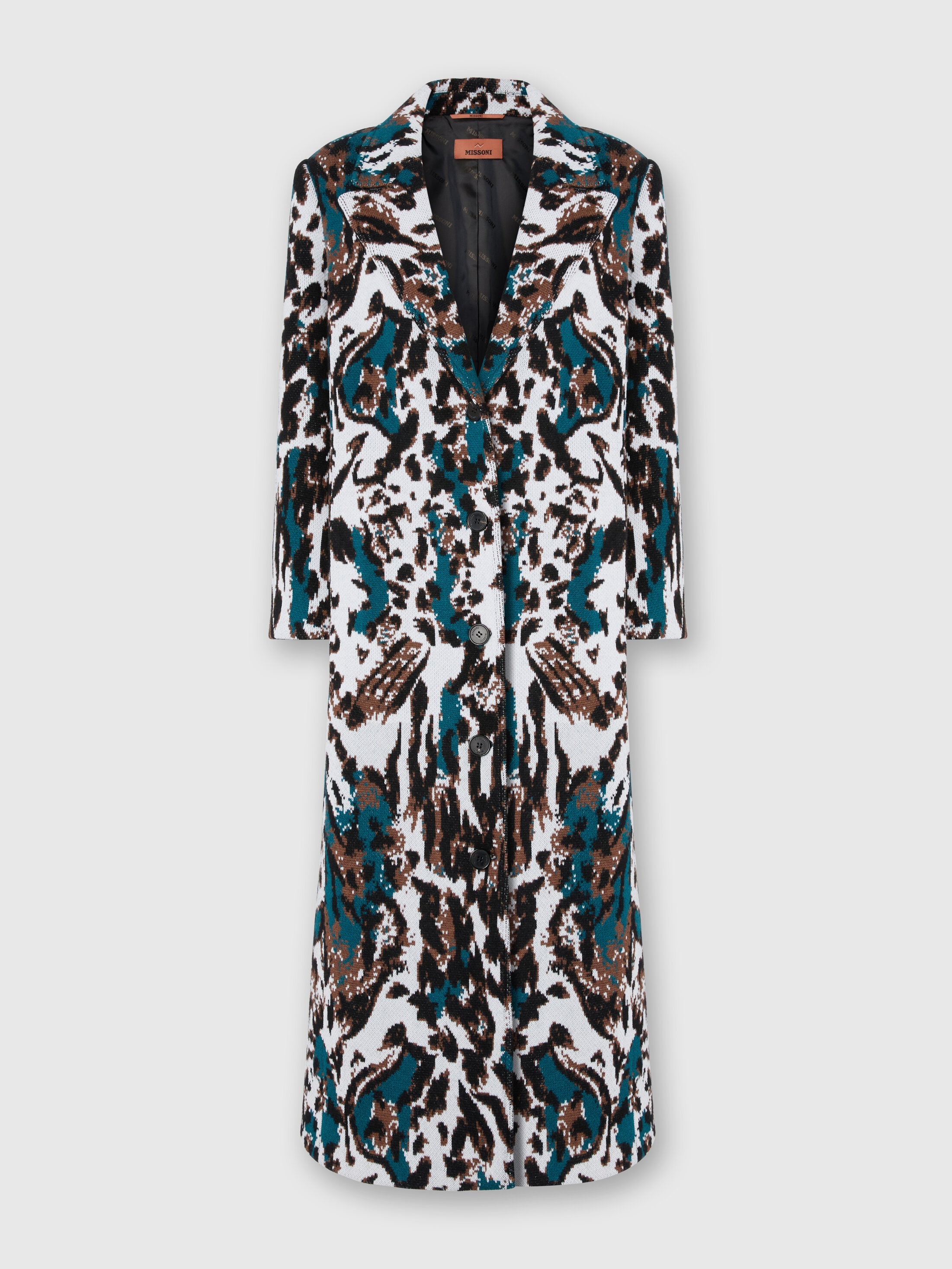 Missoni Long Single-breasted Coat With Animalier Pattern In Multi