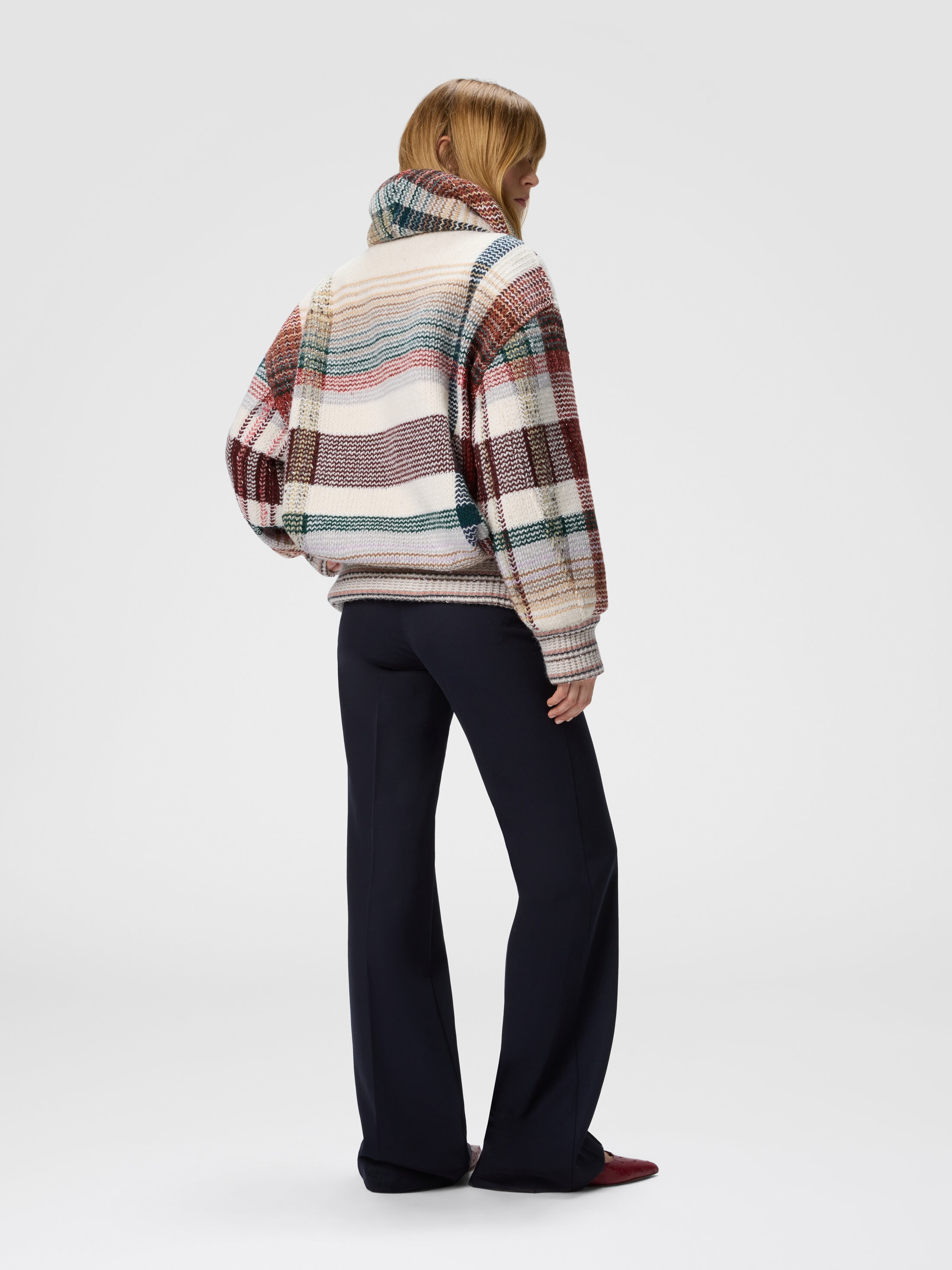 Quilted jacket with check pattern White & Burgundy | Missoni