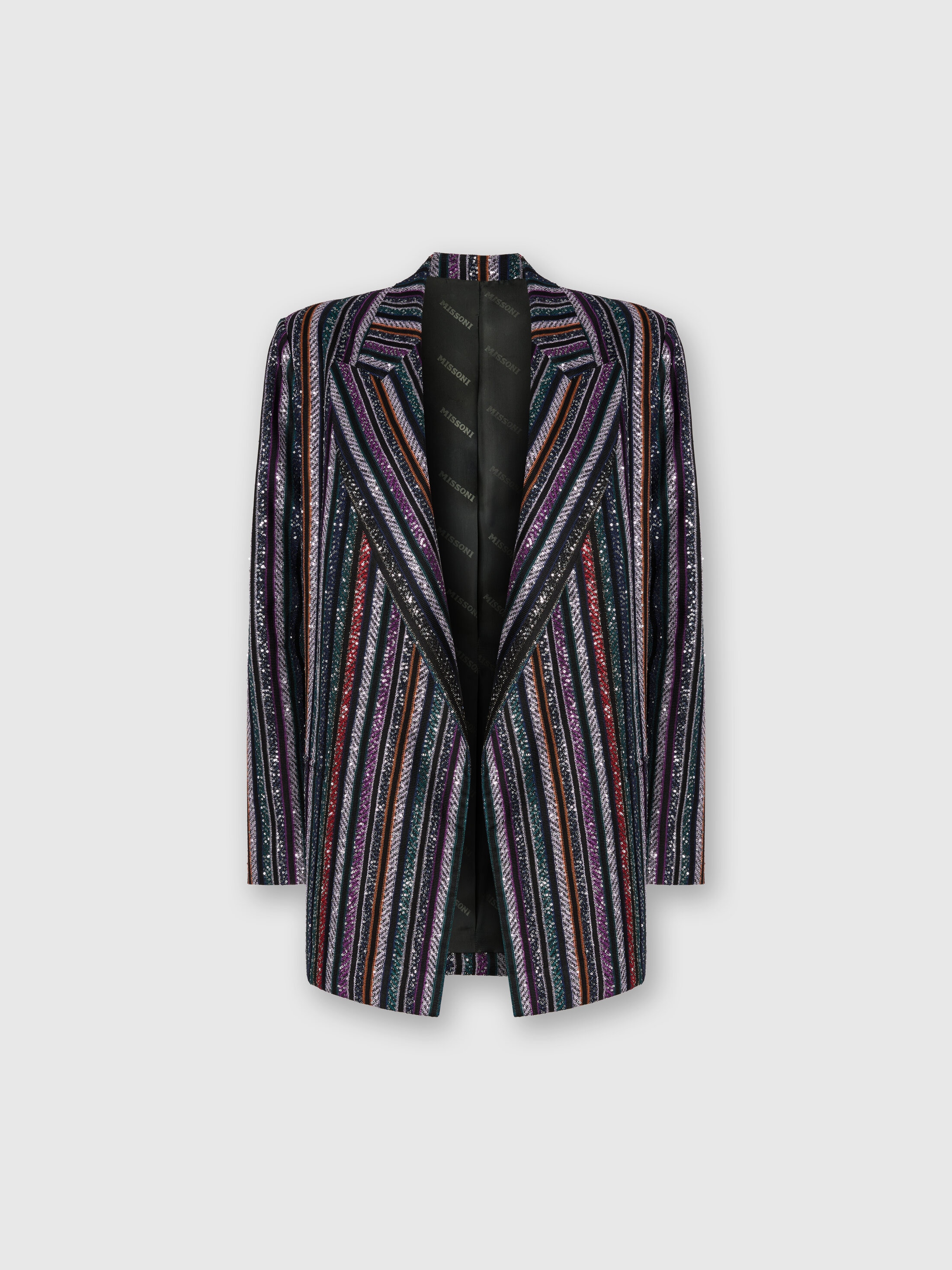 Missoni Single-breasted Blazer With Herringbone Stripe Knit In Multi