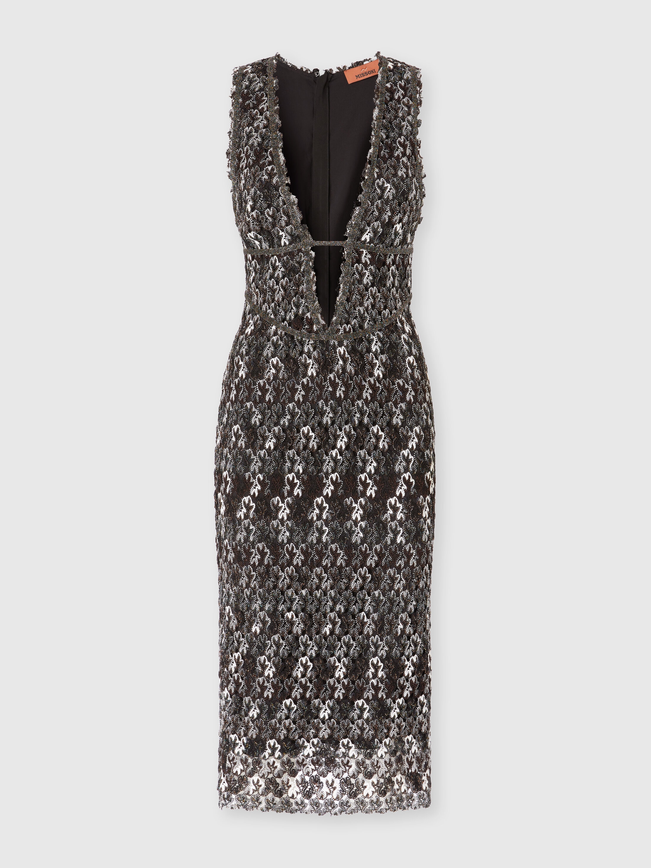 Missoni Midi Dress With V-neck And Embroidered Lace In Gray