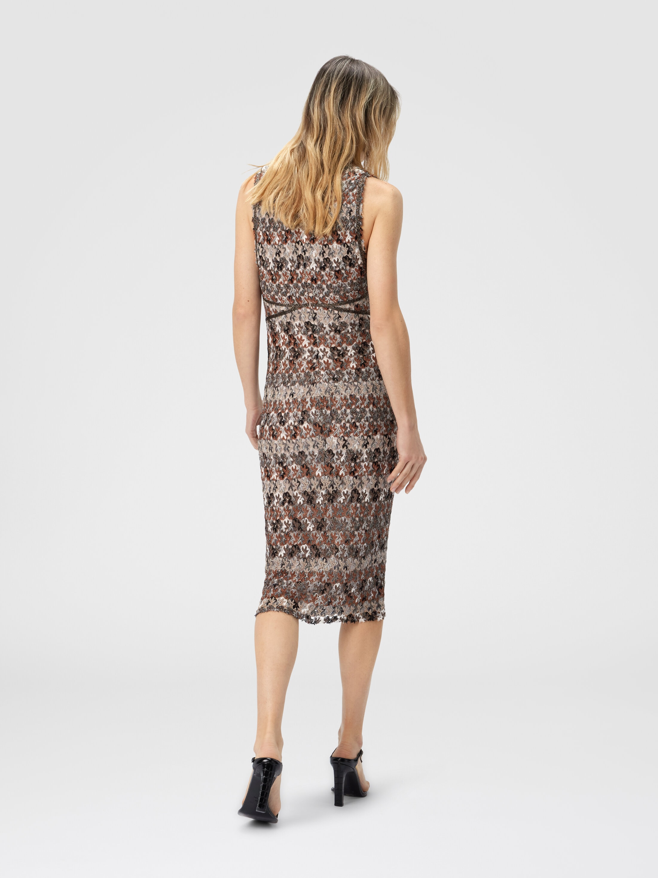 立体レースのVネックミディドレス ベージュ | Missoni