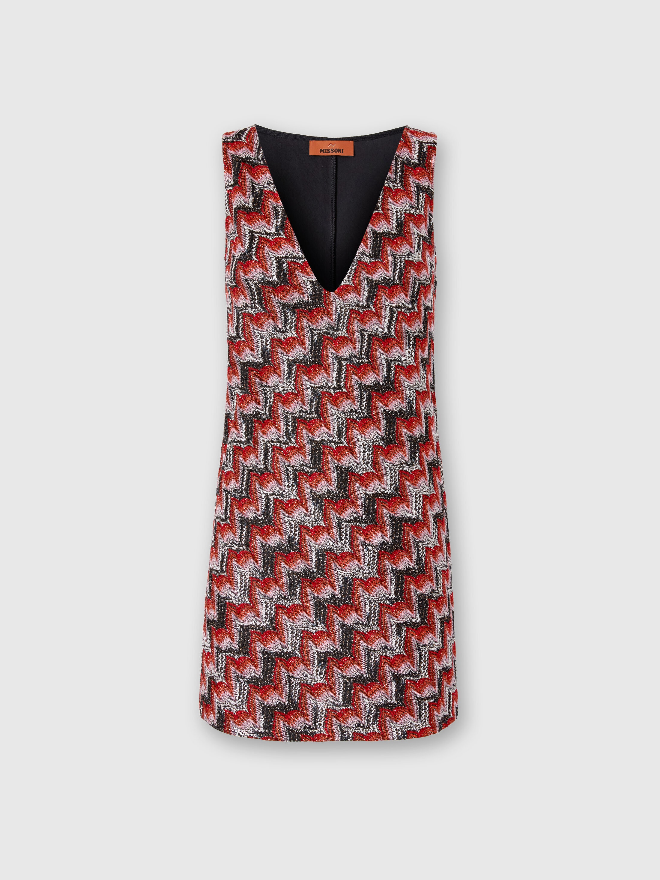 Missoni Mini Dress With V-neck And Embroidered Lace In Red
