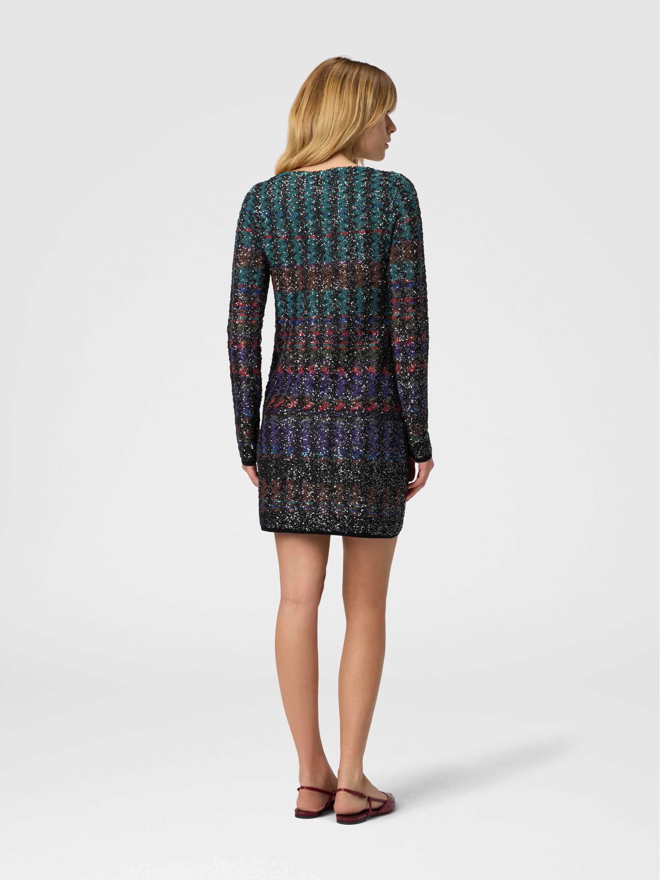 パーティードレス MISSONI DS25WG1N.BC005G Dresses Long one-shoulder dress in gradient zigzag knit with sequins