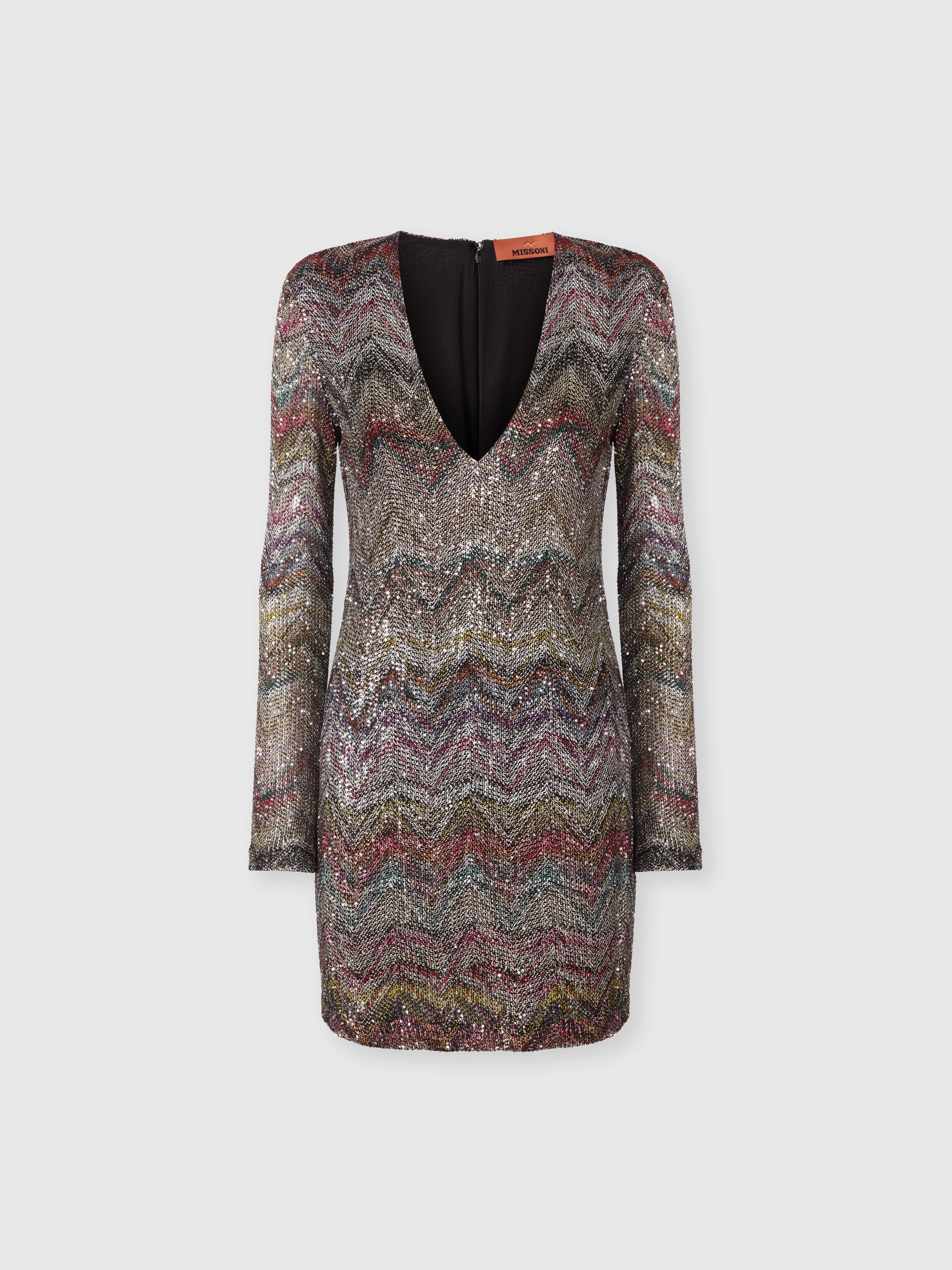 Missoni Sequin-embellishment Zigzag-pattern Mini Dress In Multi