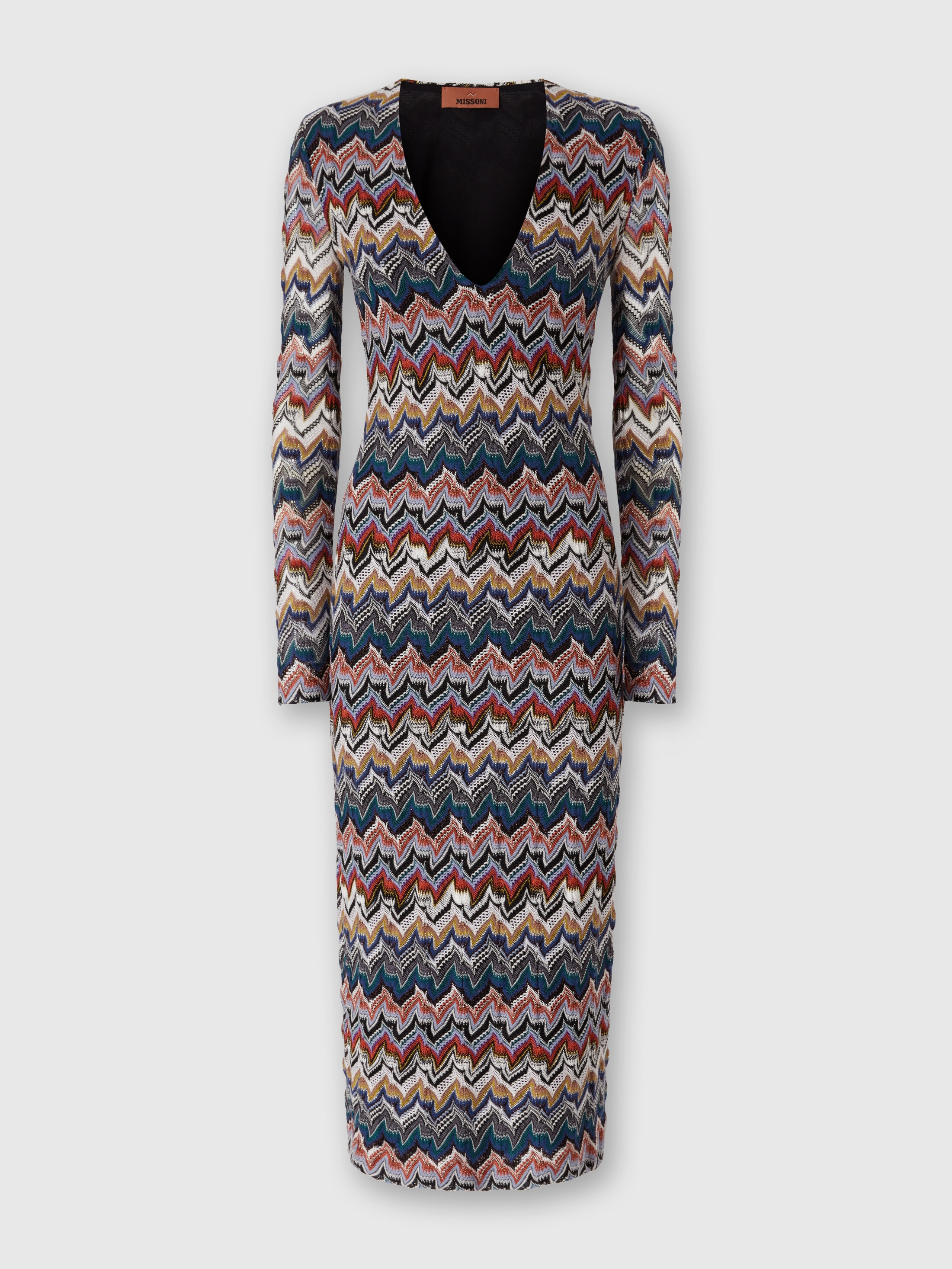 Missoni Zigzag Long Sleeve Midi Sweater Dress In Multi