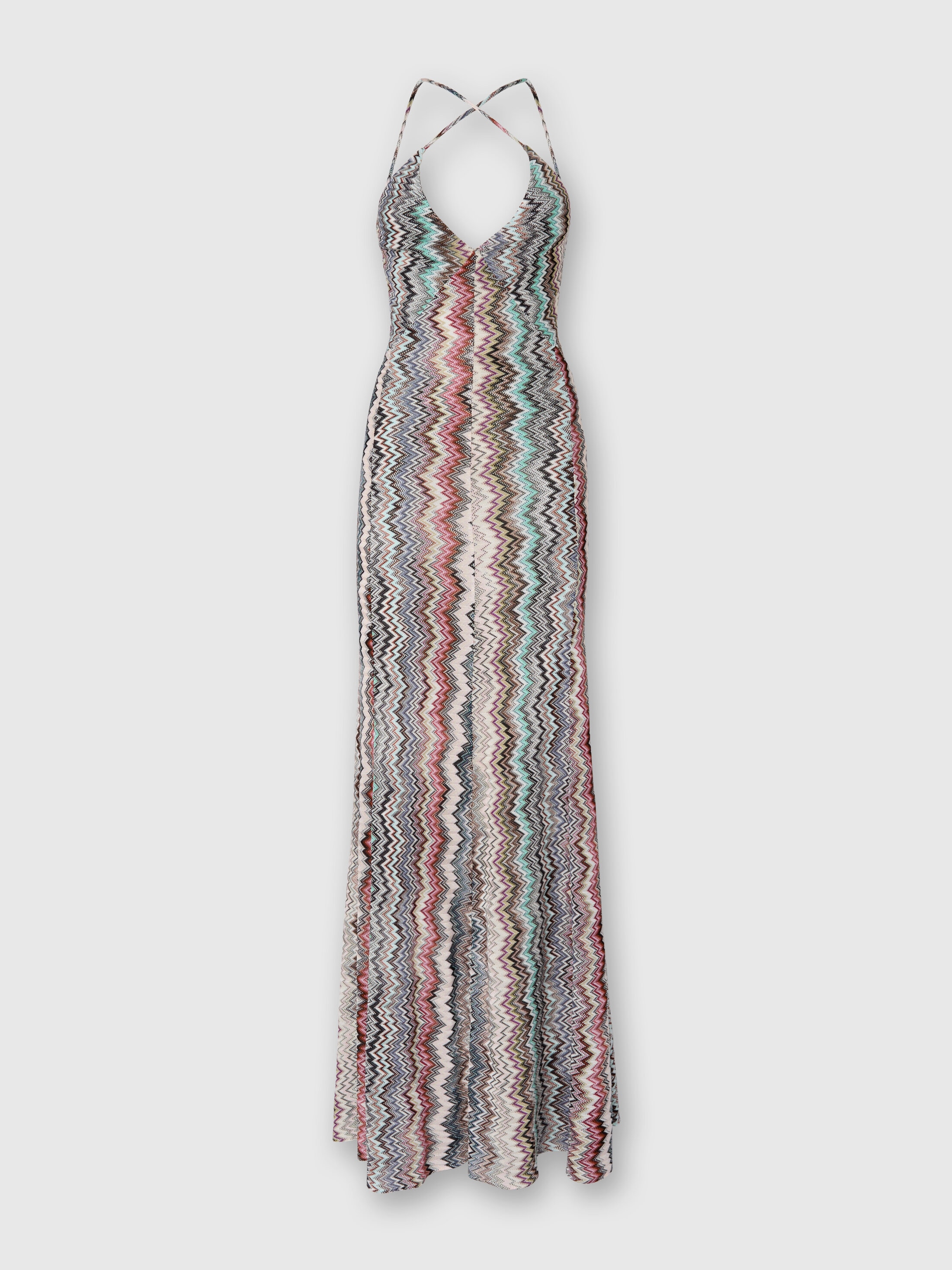 Missoni Long V-neck Dress With Snake Pattern In Multi