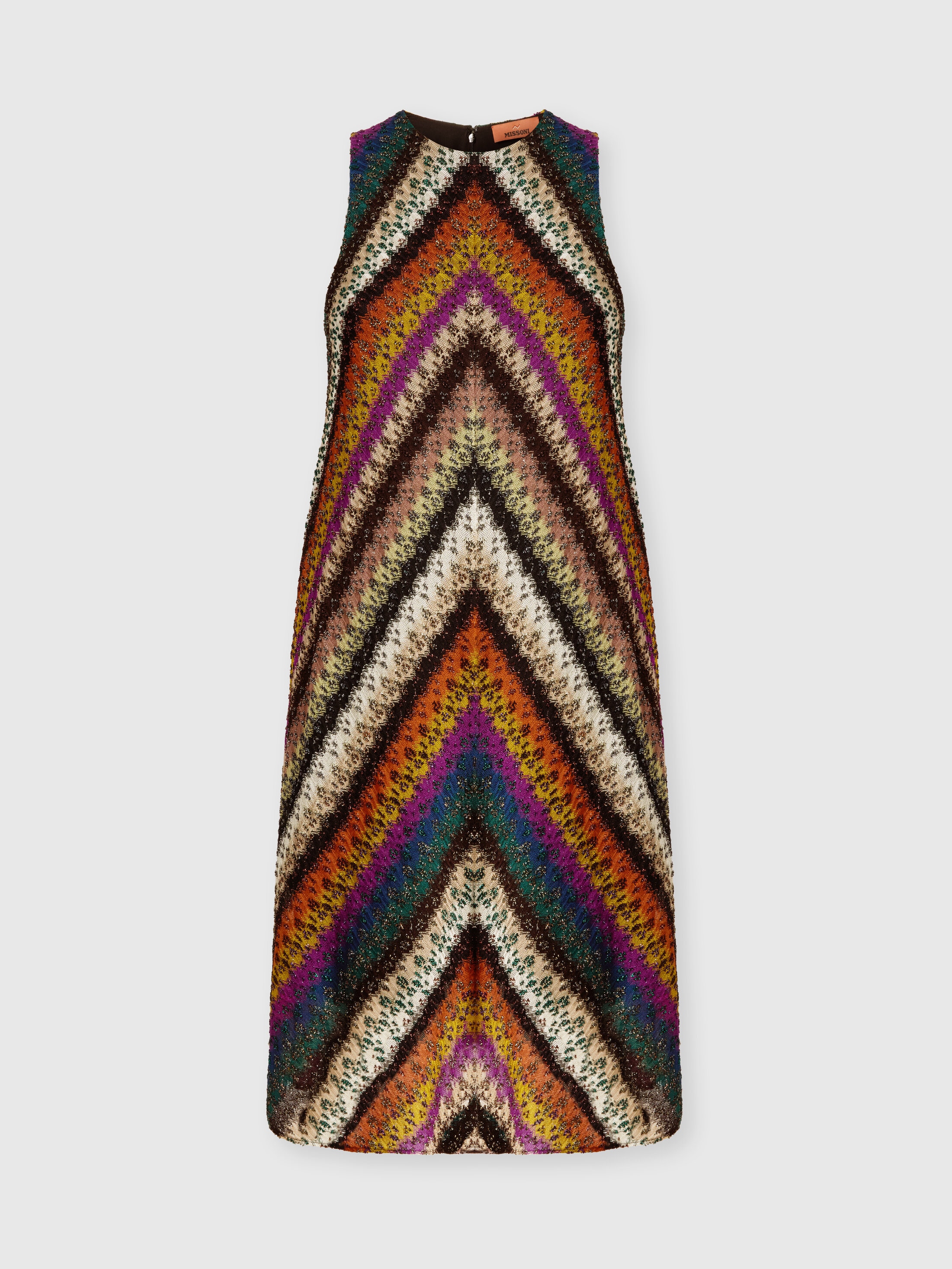 Missoni Crew Neck Mini Dress In Perforated Tulle Lace In Multi