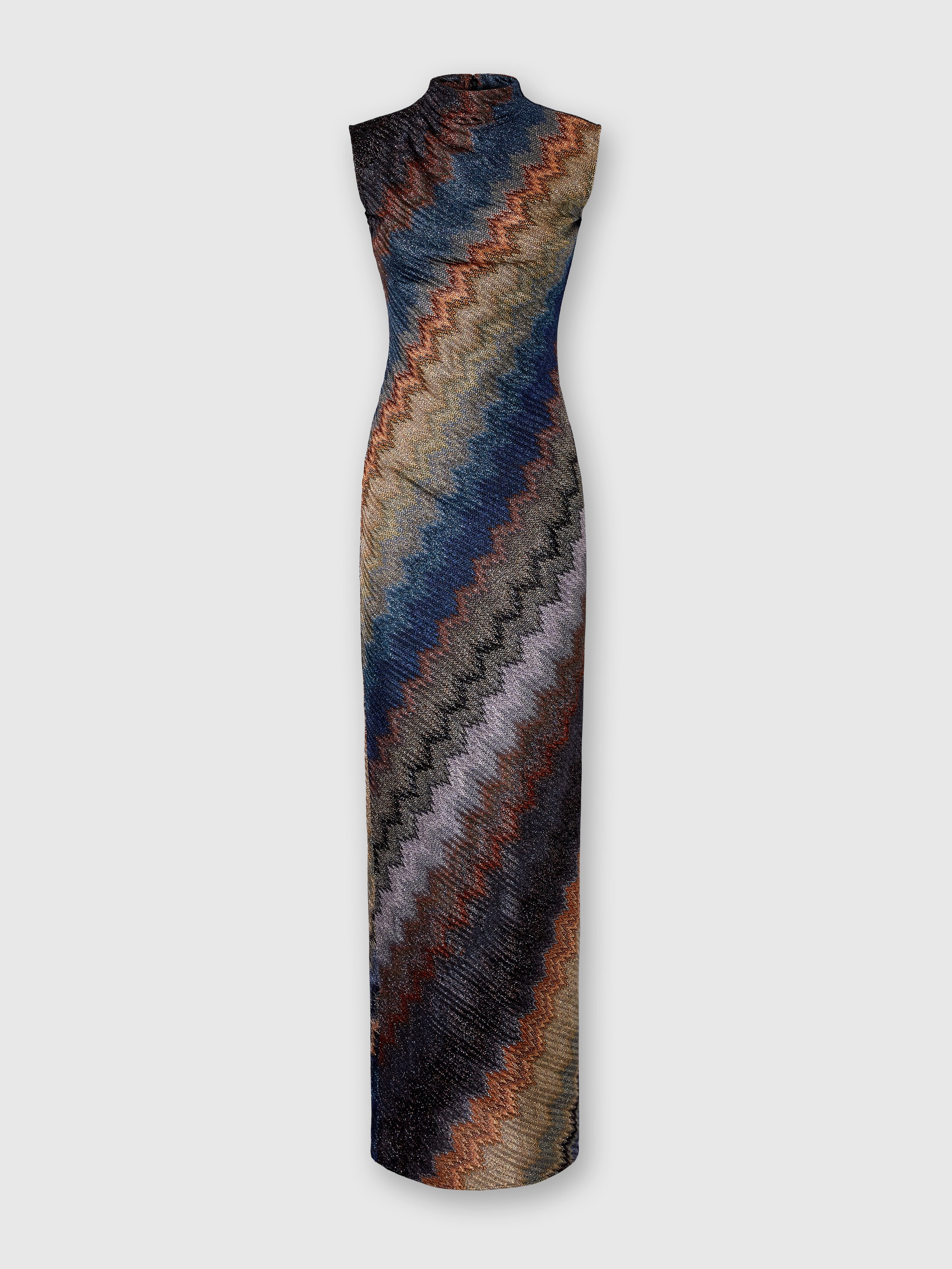 Missoni Metallic Zigzag Stripe Sleeveless Knit Dress In Multi