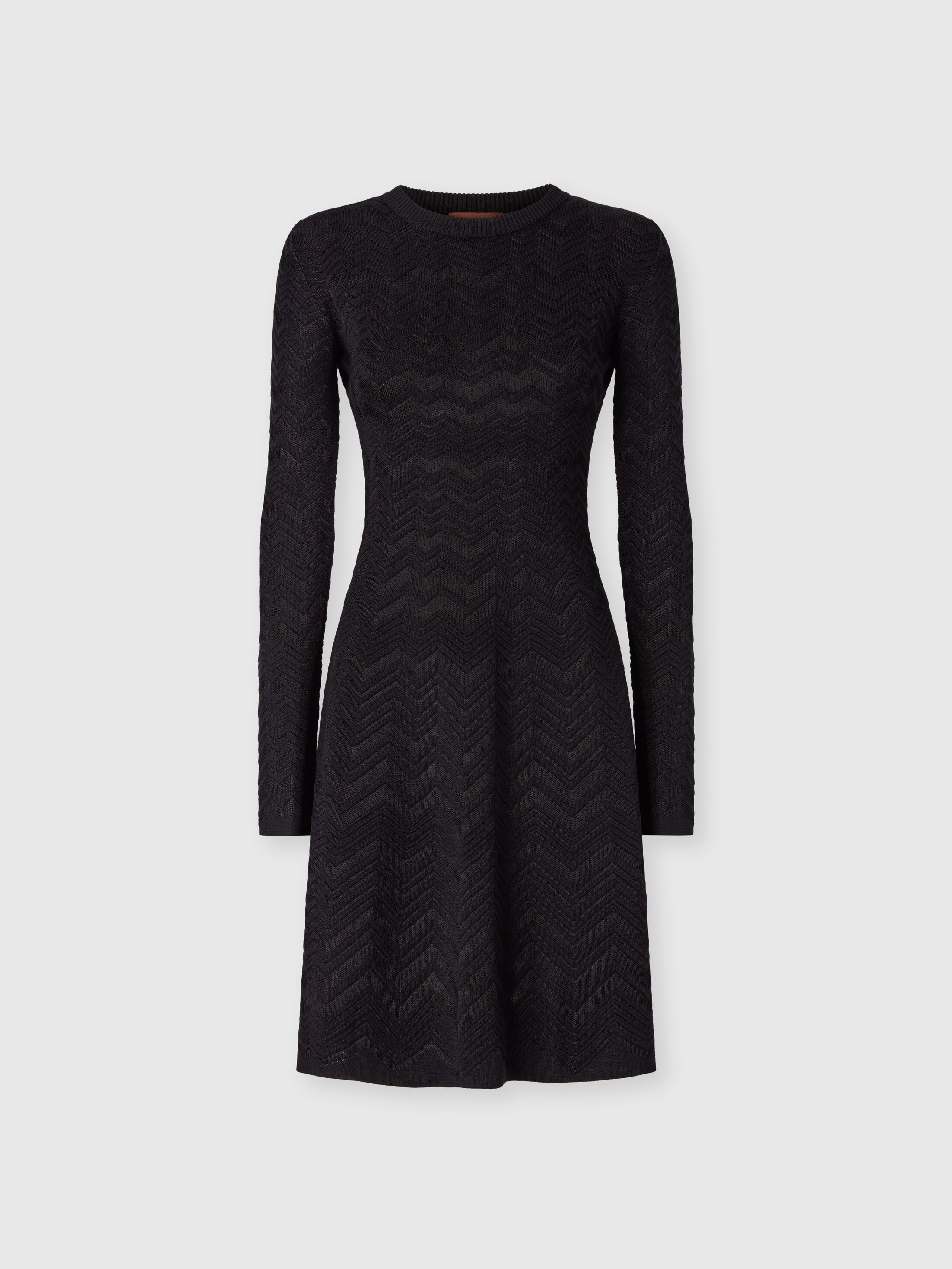 Missoni Long Sleeve Short Dress With Chevron Pattern In Black