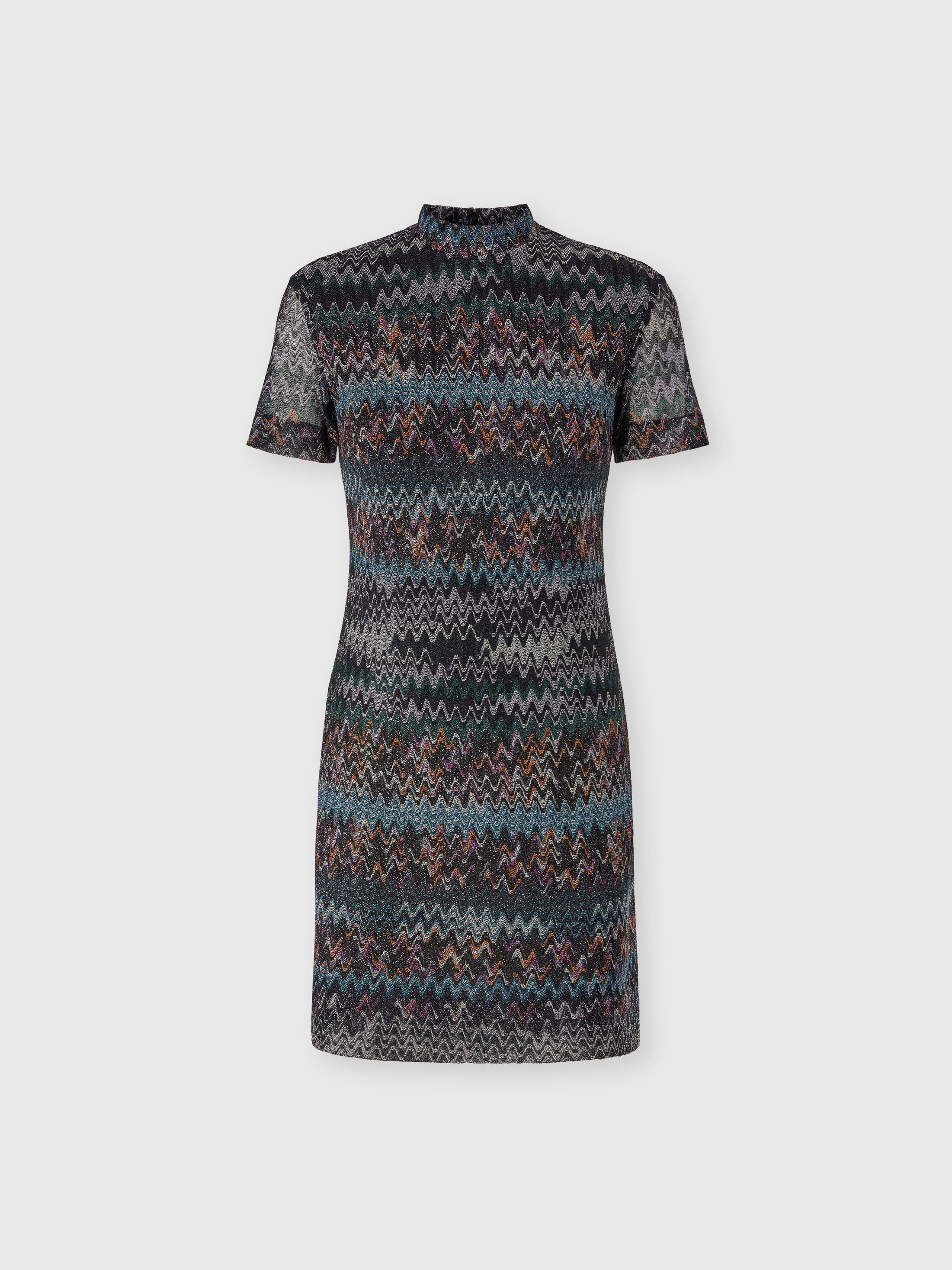Missoni Minikleid Mit Stehkragen Aus Lamé-viskose In Blue