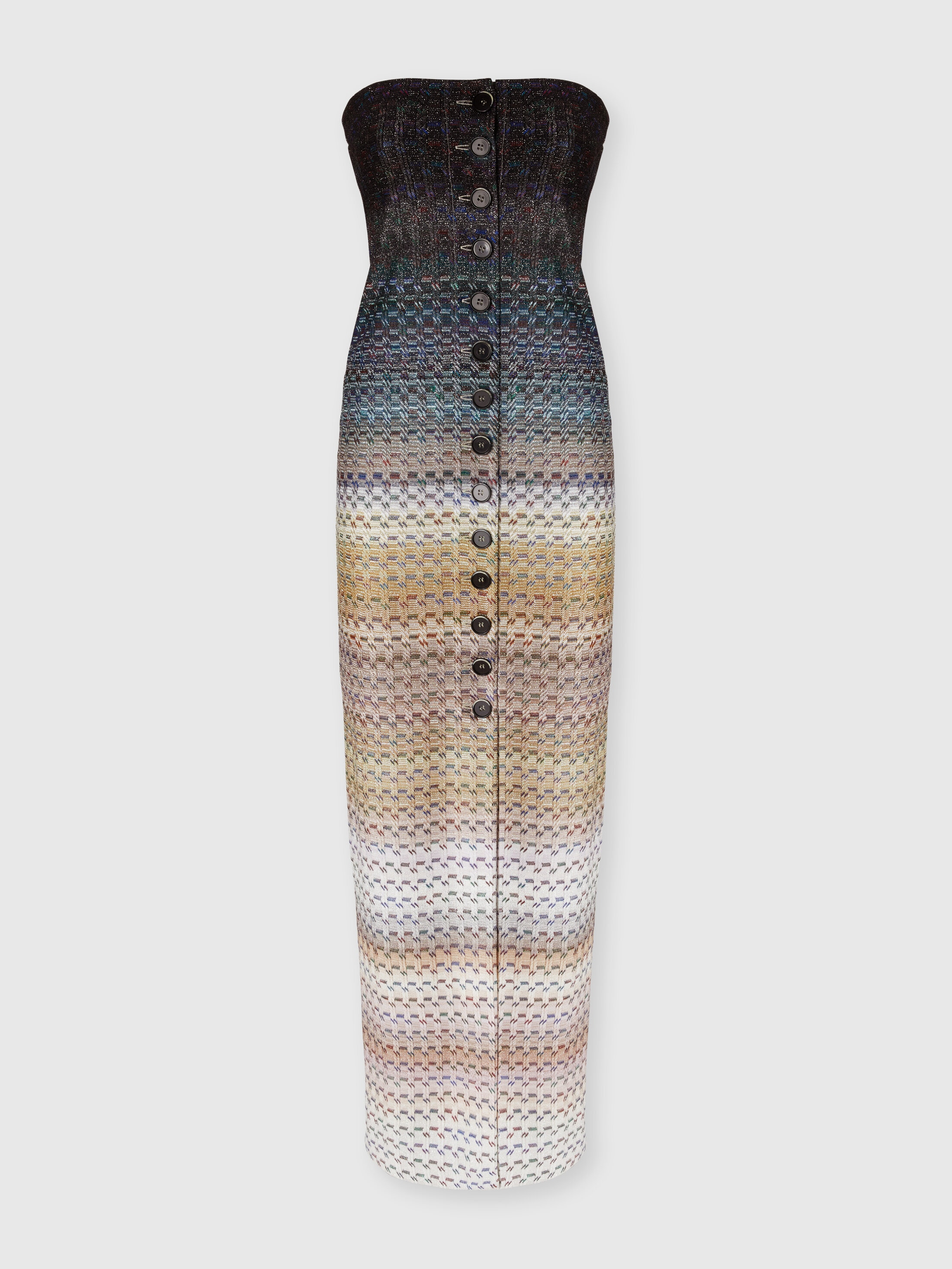 Long strapless viscose dress with lam threads Blue | Missoni