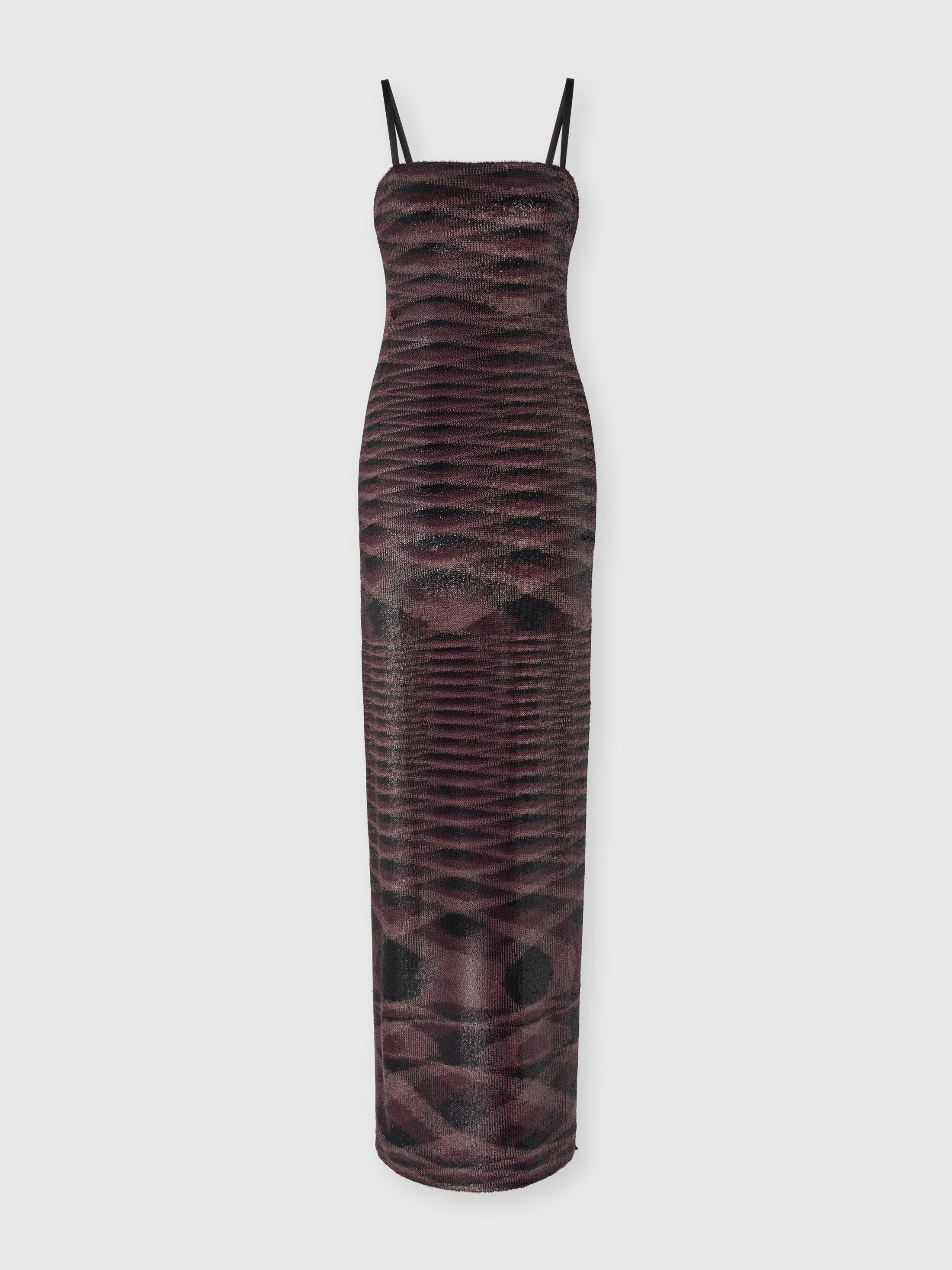 Missoni Long Strapless Dress With Flame Pattern In Brown
