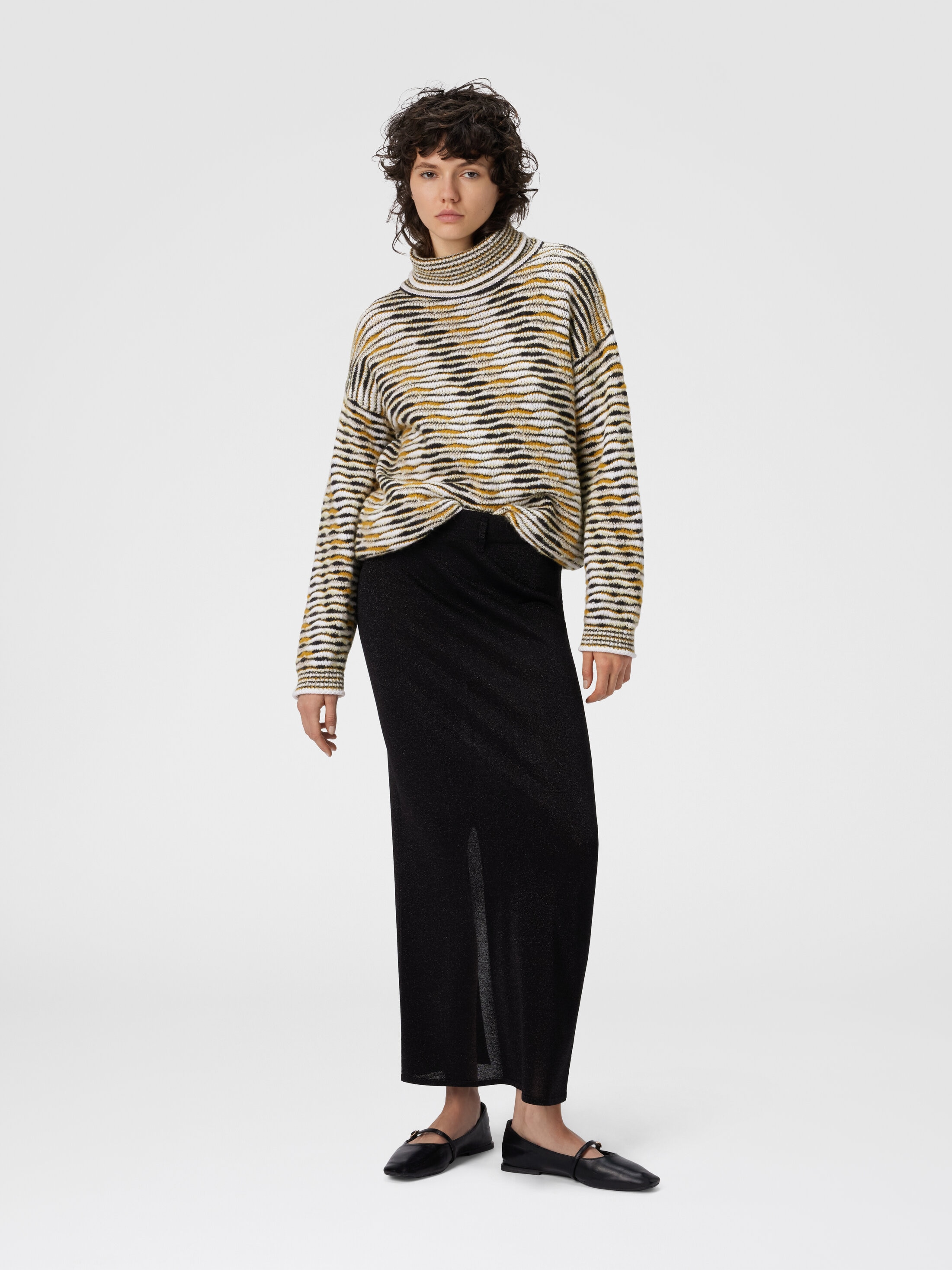 スカート MISSONI FW25 Vanity and lame skirt (DS25WH00BK01BY L905E) Long Skirt with Slit Black | Missoni