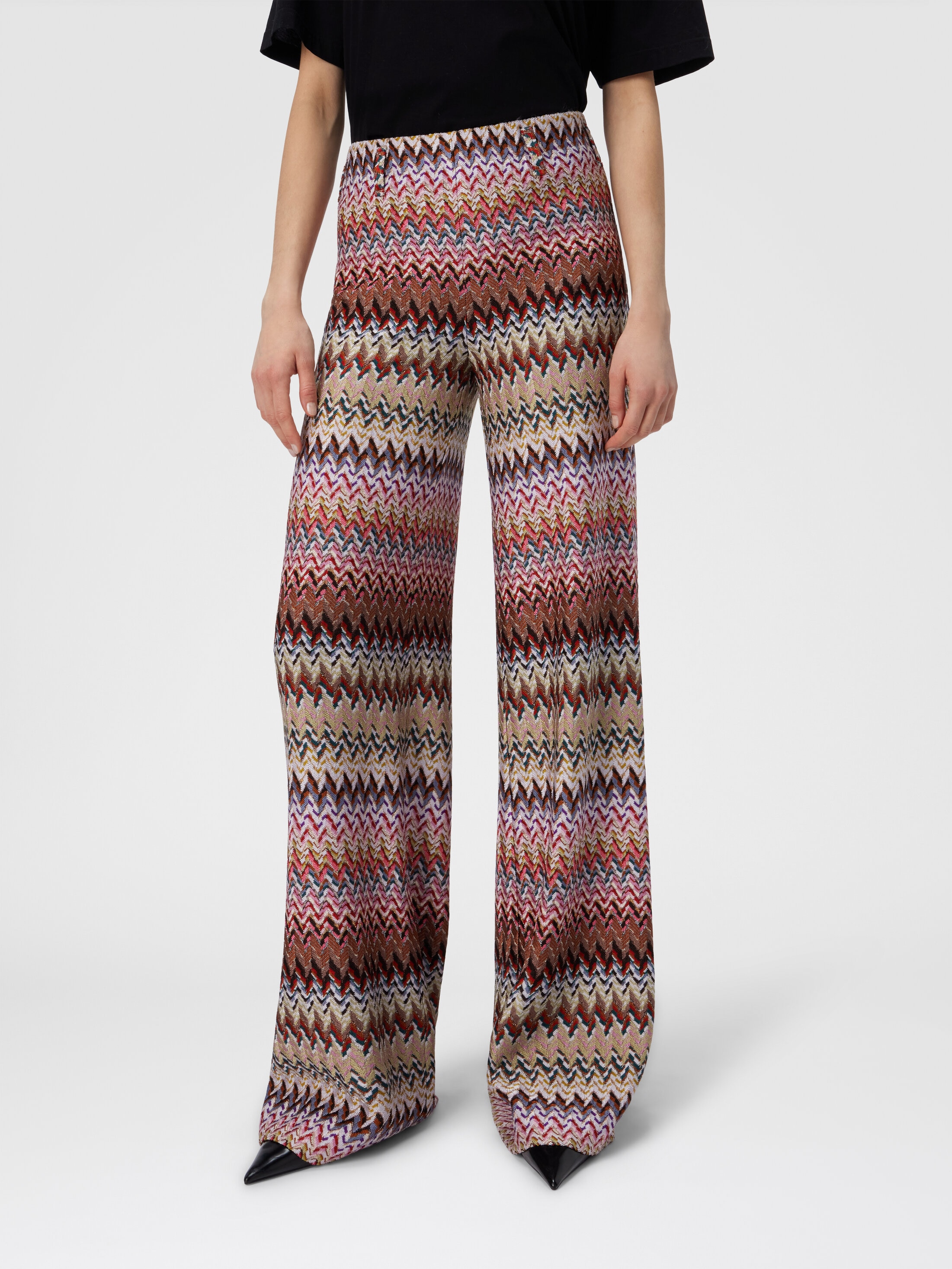 サブレ glittery tweed flare easy trousers Pants - Tweed, red, pink & black — Fashion | CHANEL