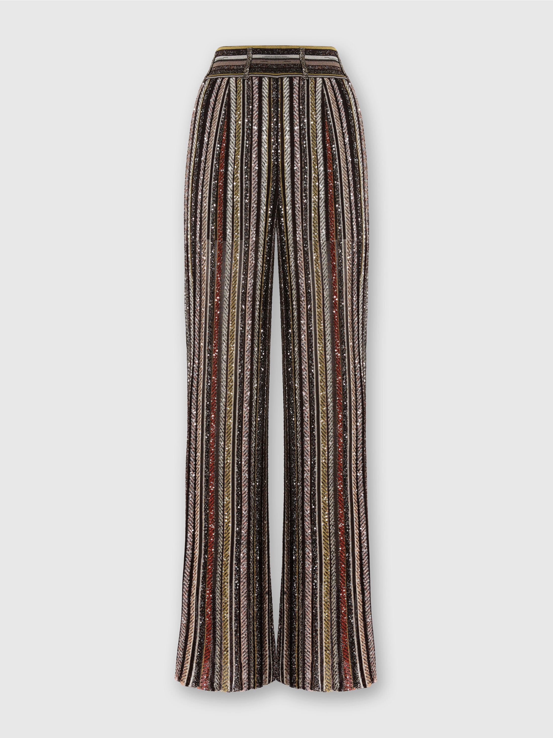 Missoni Long Pants In Herringbone Stripe Knit In Multi
