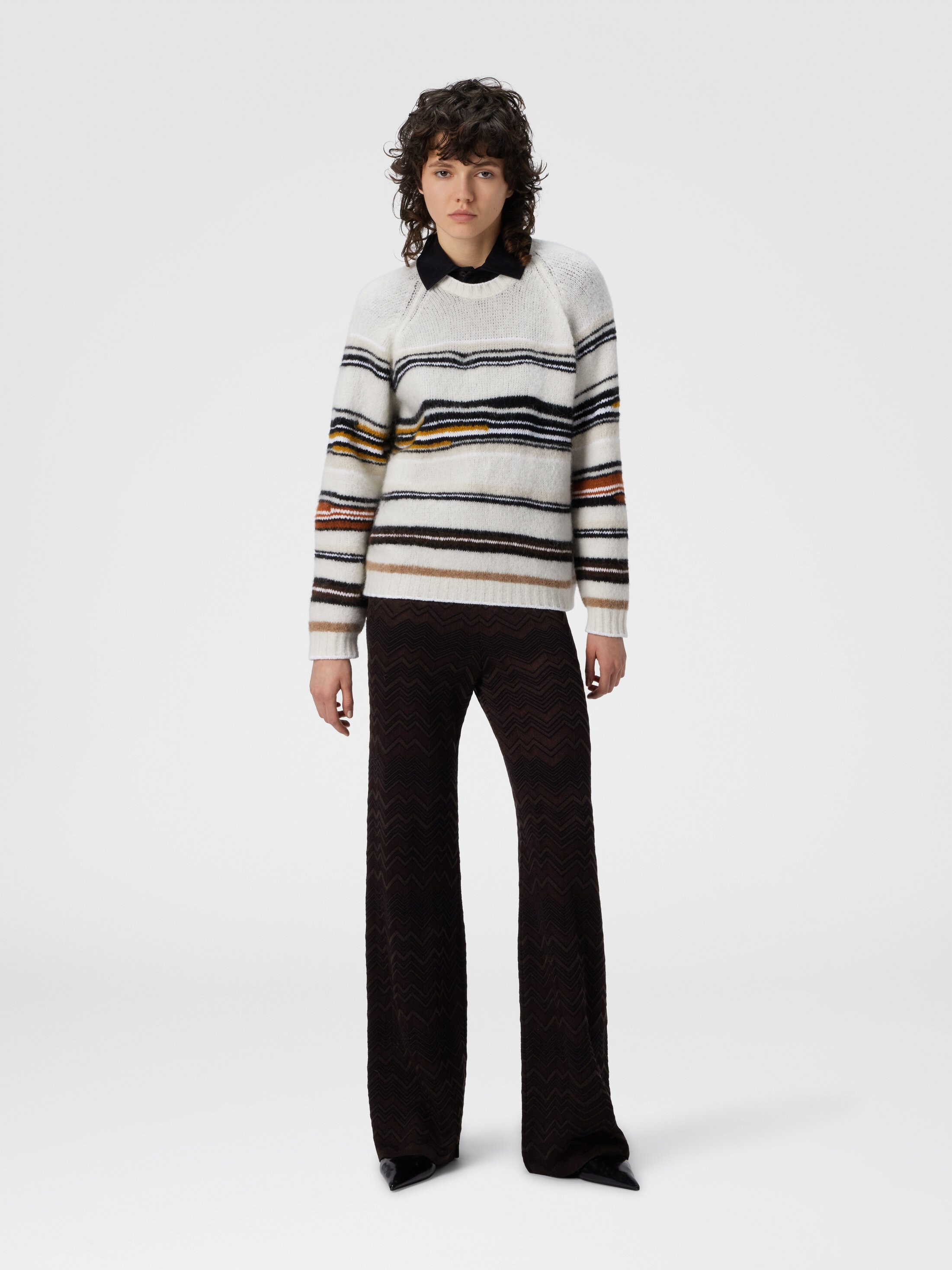 MISSONI DS25SI08BK042CS01G4 関税送料込 Straight Long Pants in Chevron Pattern Black | Missoni