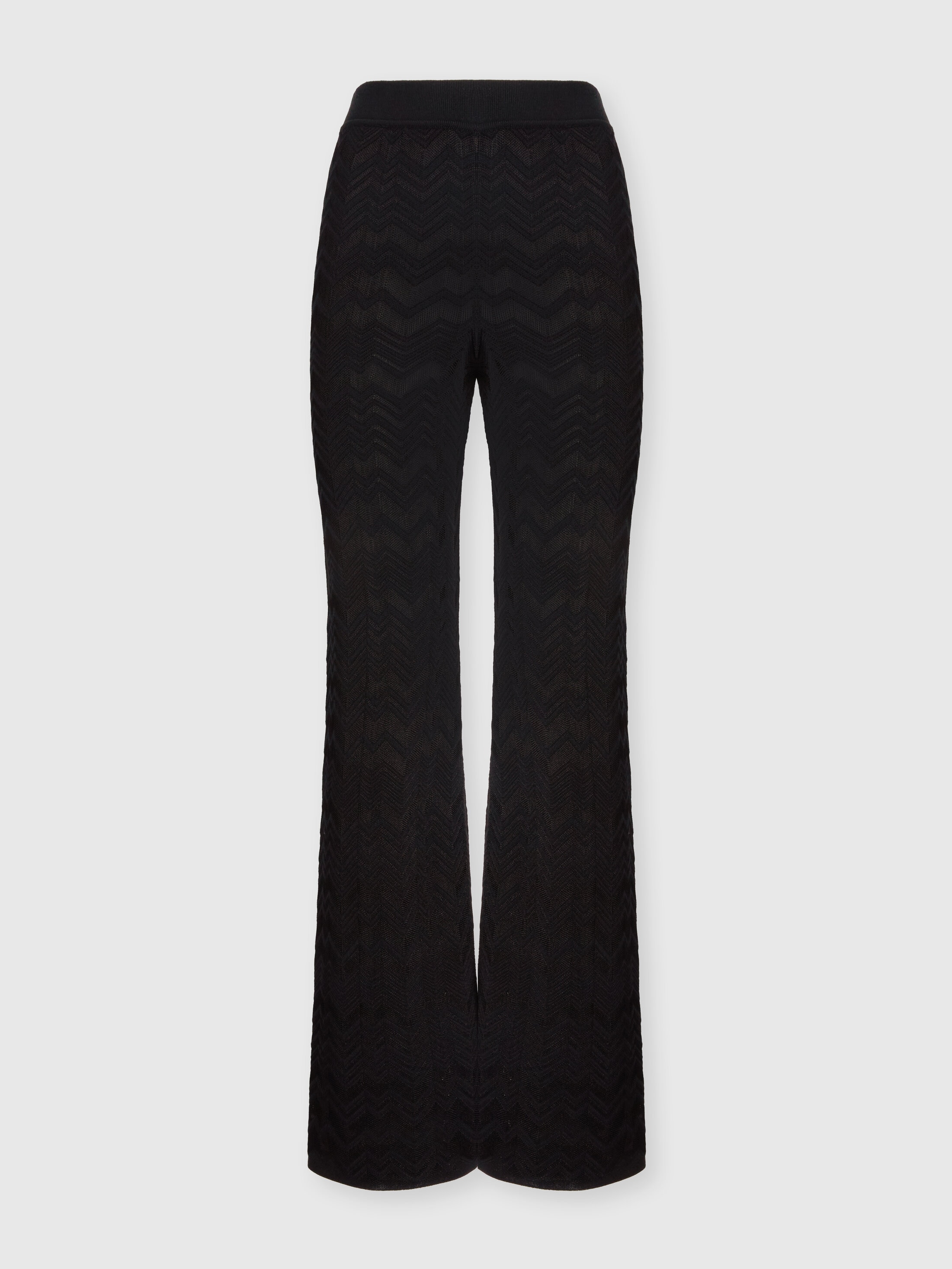 Missoni Straight Long Pants In Chevron Pattern In Black
