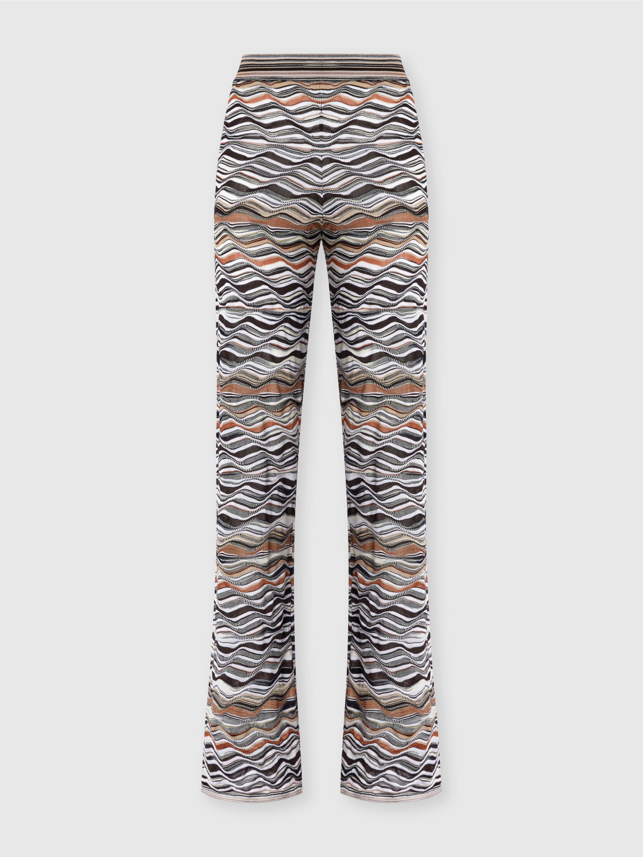 Missoni Womens Beige And Brown Tones Graphic-pattern Flared Knit Trousers In Multi