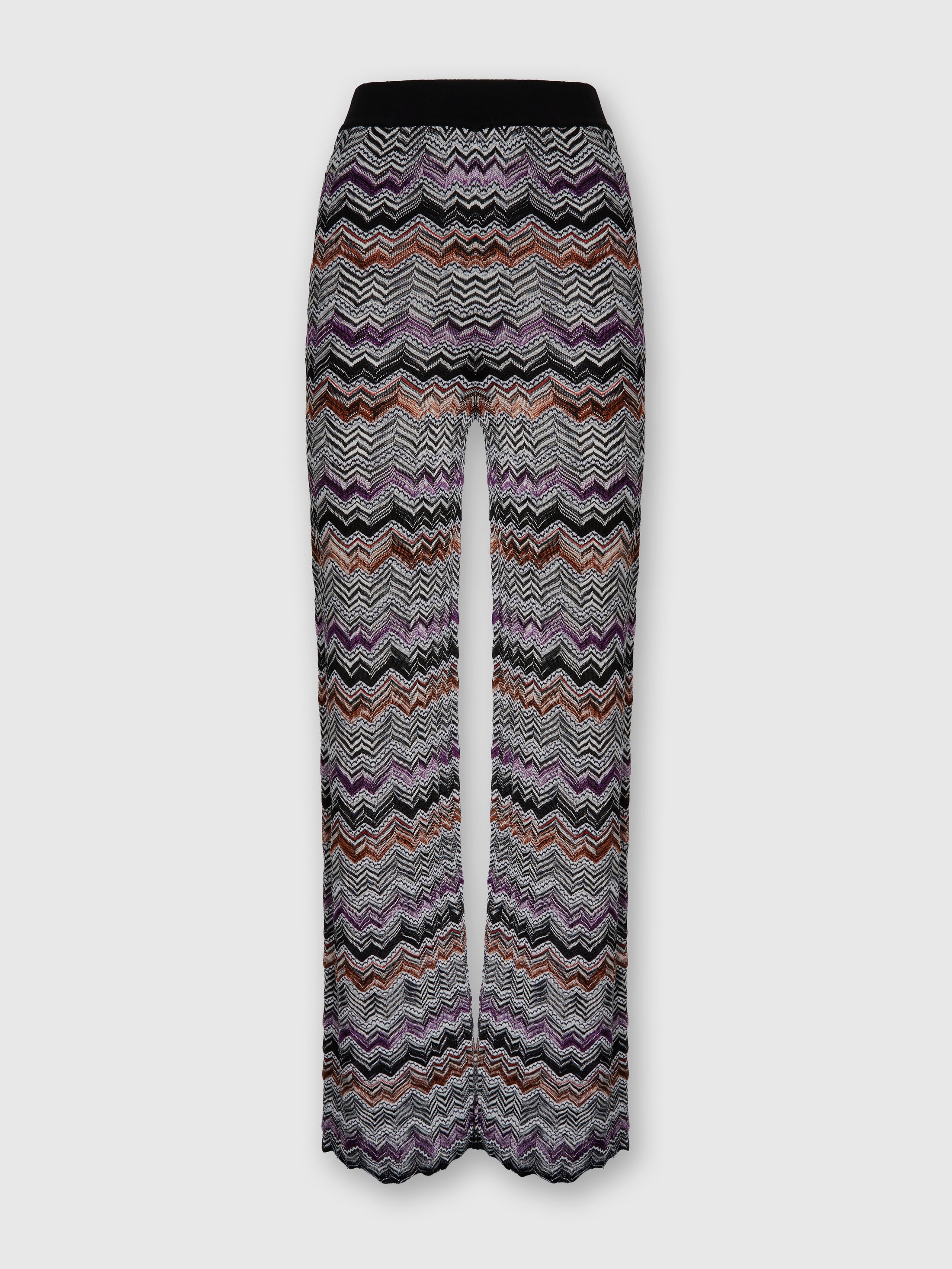 Missoni Straight Long Pants In English Rib Knit In Multi