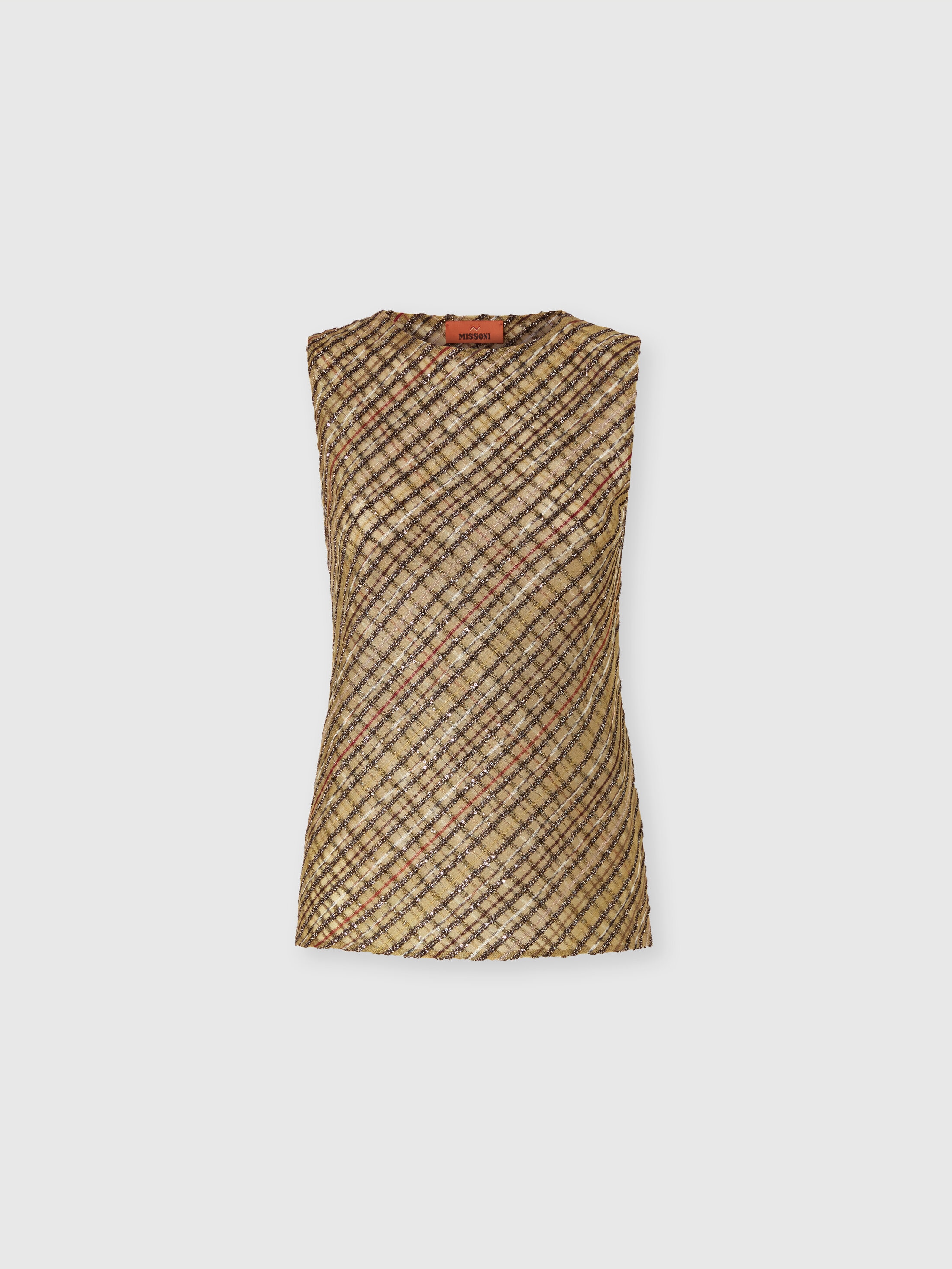 Missoni Criss-cross Tartan Crew Neck Top In Multi