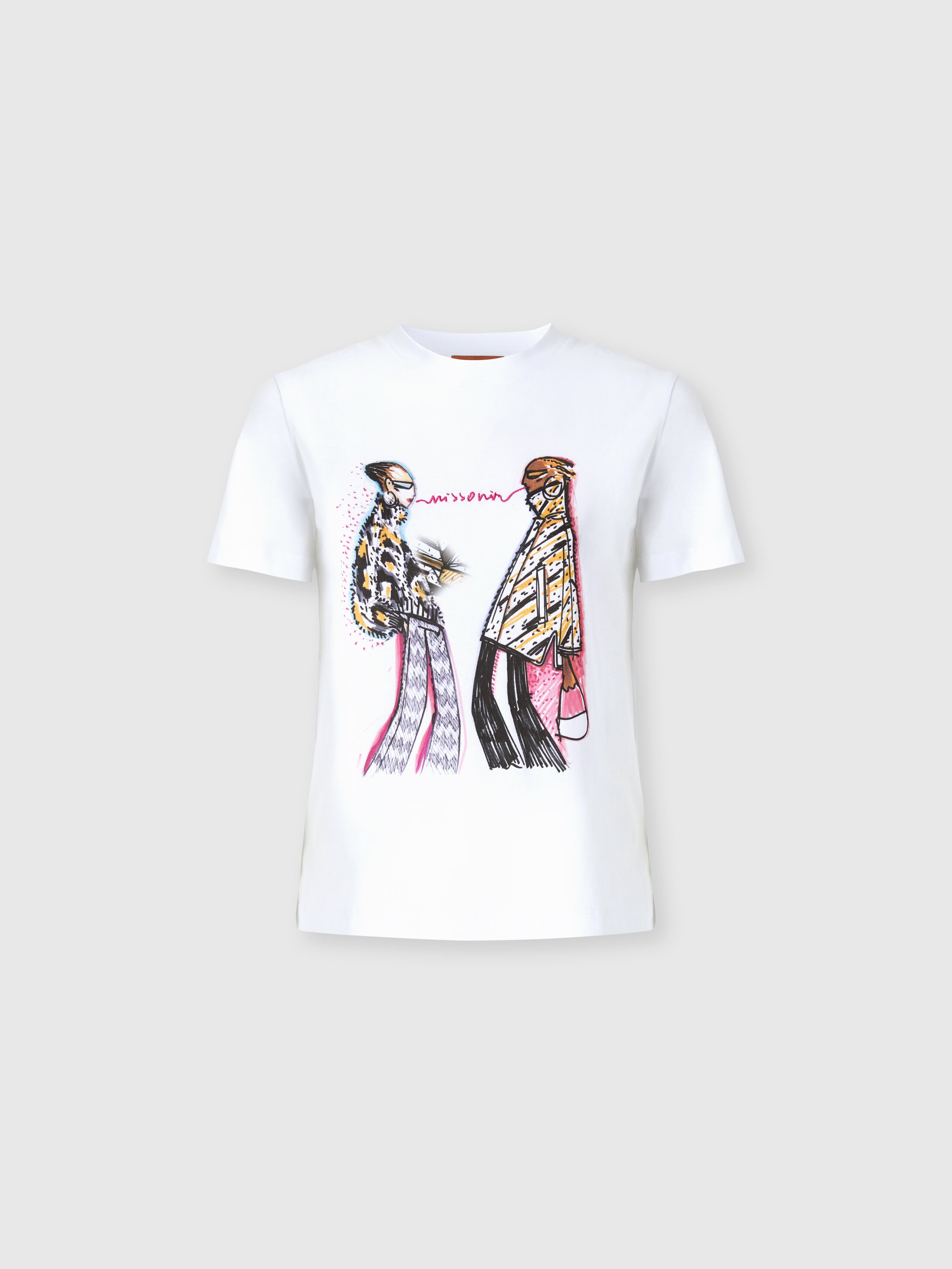 売れ筋商品|||ミッソーニ Tシャツ レディース トップス SHORT SLEEVE  - Print T-shirt - white Short Sleeve T-Shirt with Print and Logo White | Missoni