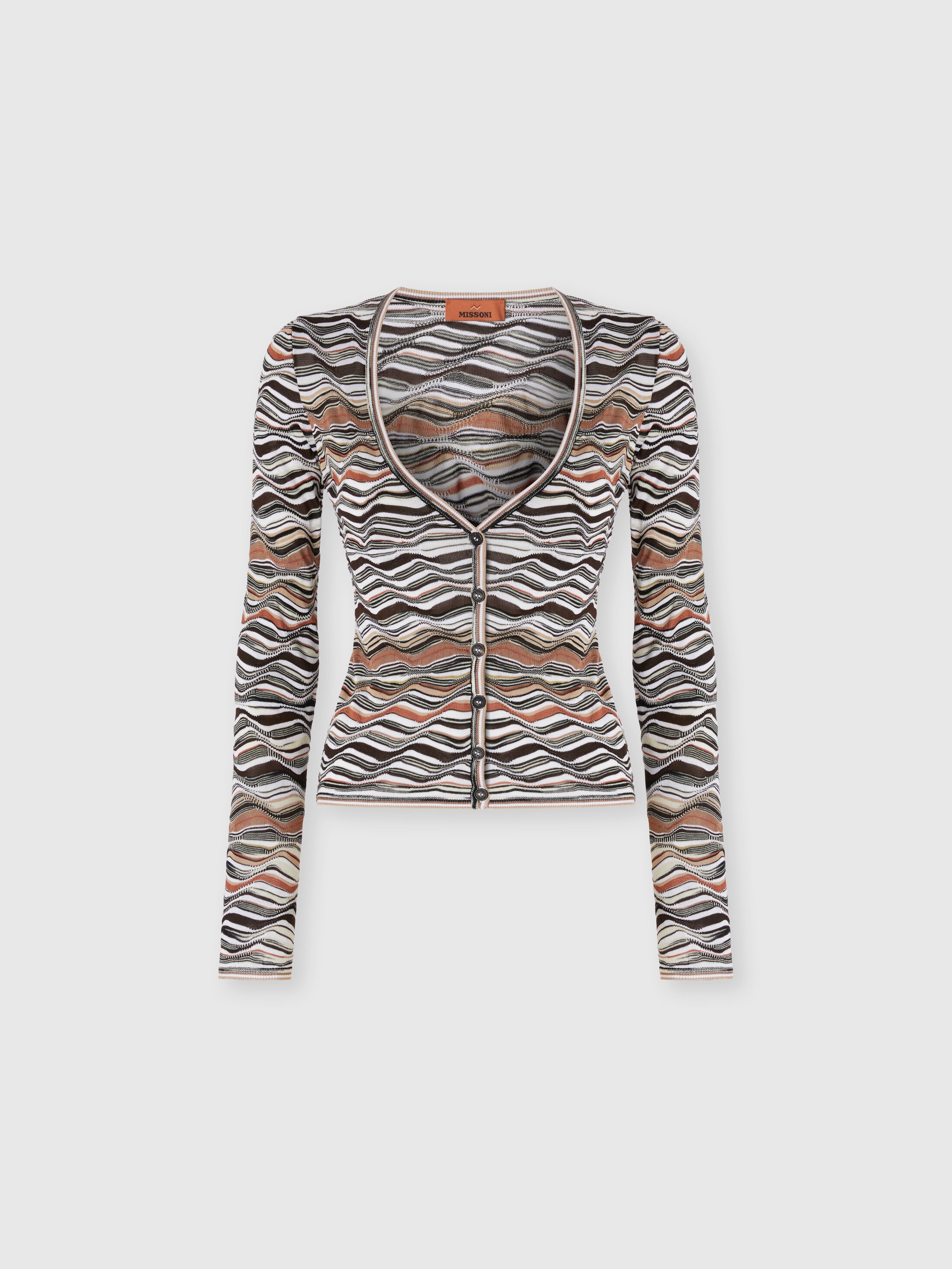 Missoni Buttoned Cardigan With Wave Pattern In Multi