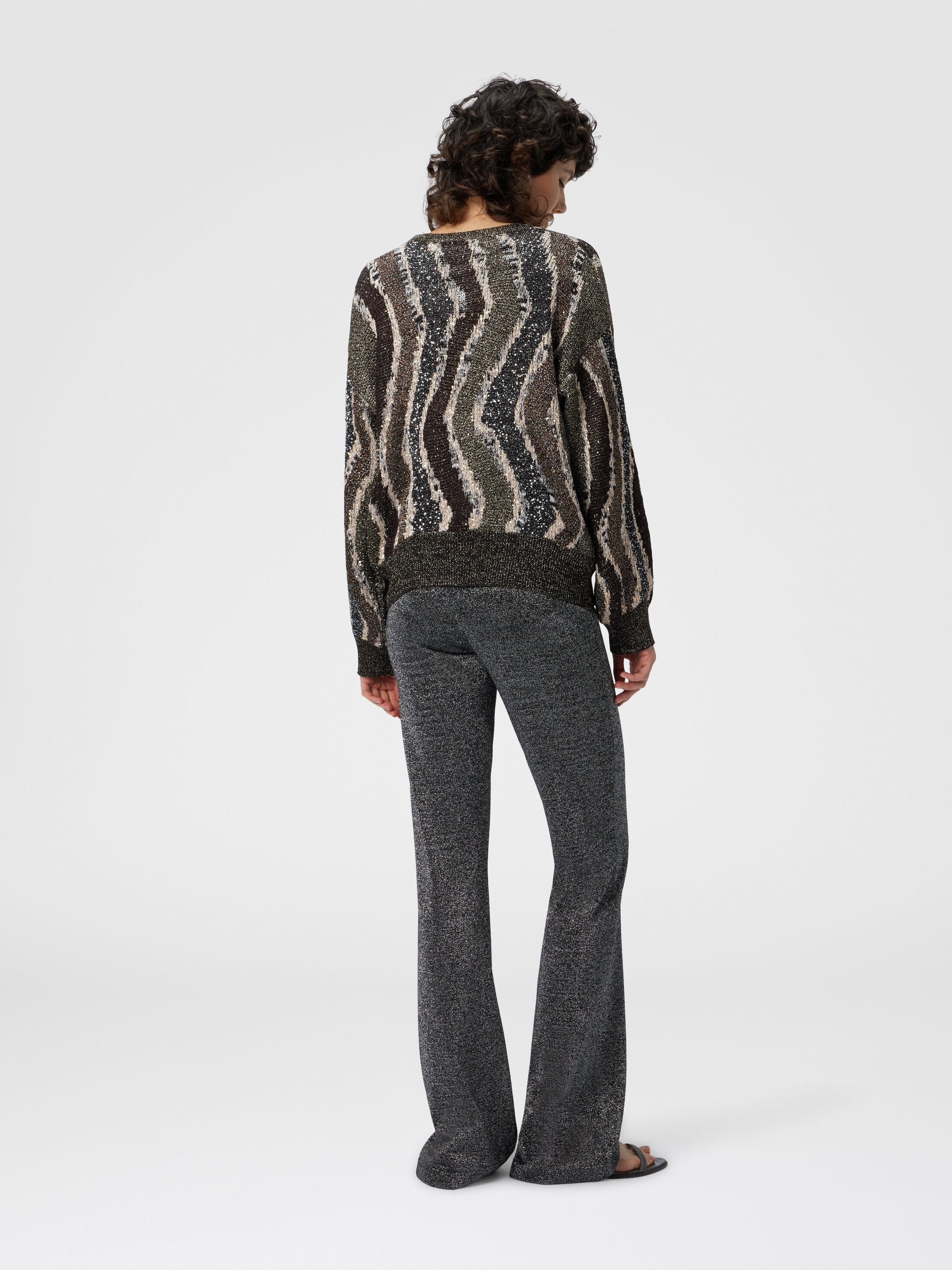 Boxy Cardigan with Buttons and Wave Pattern Brown | Missoni
