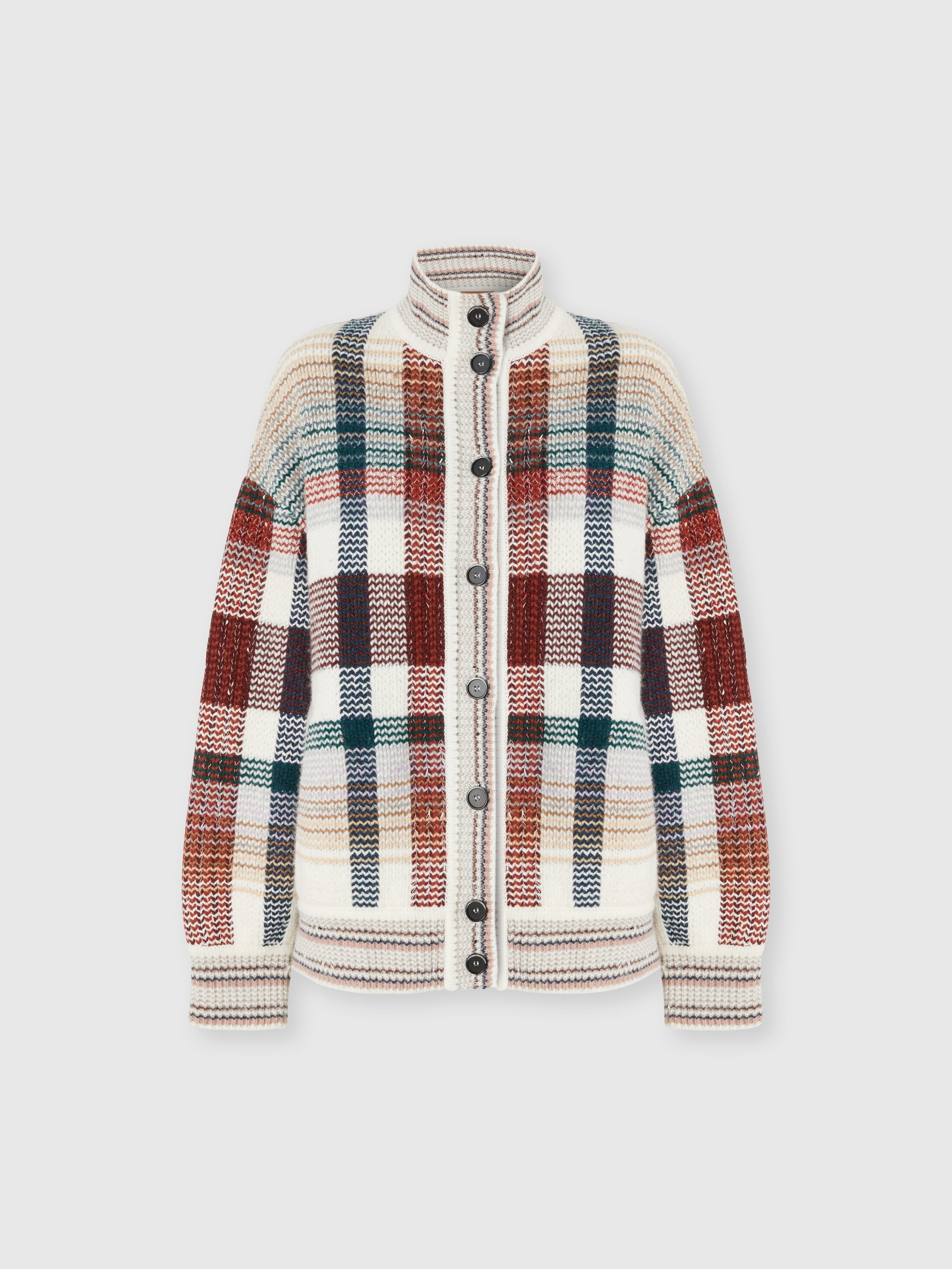 Missoni Oversized Buttoned Cardigan With Check Pattern In Animal Print