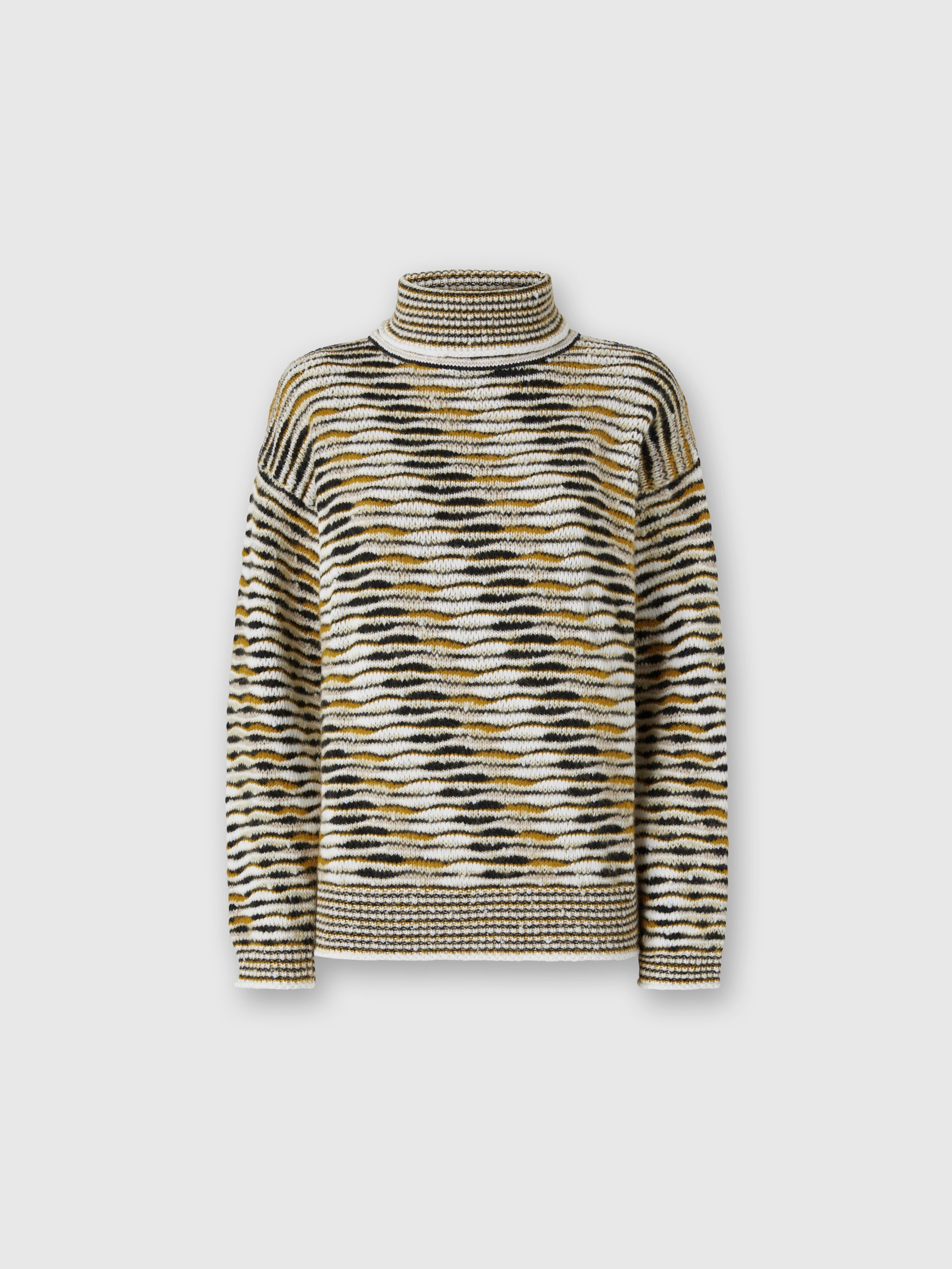 Missoni Oversized High-neck Sweater With Flame Pattern In Multi