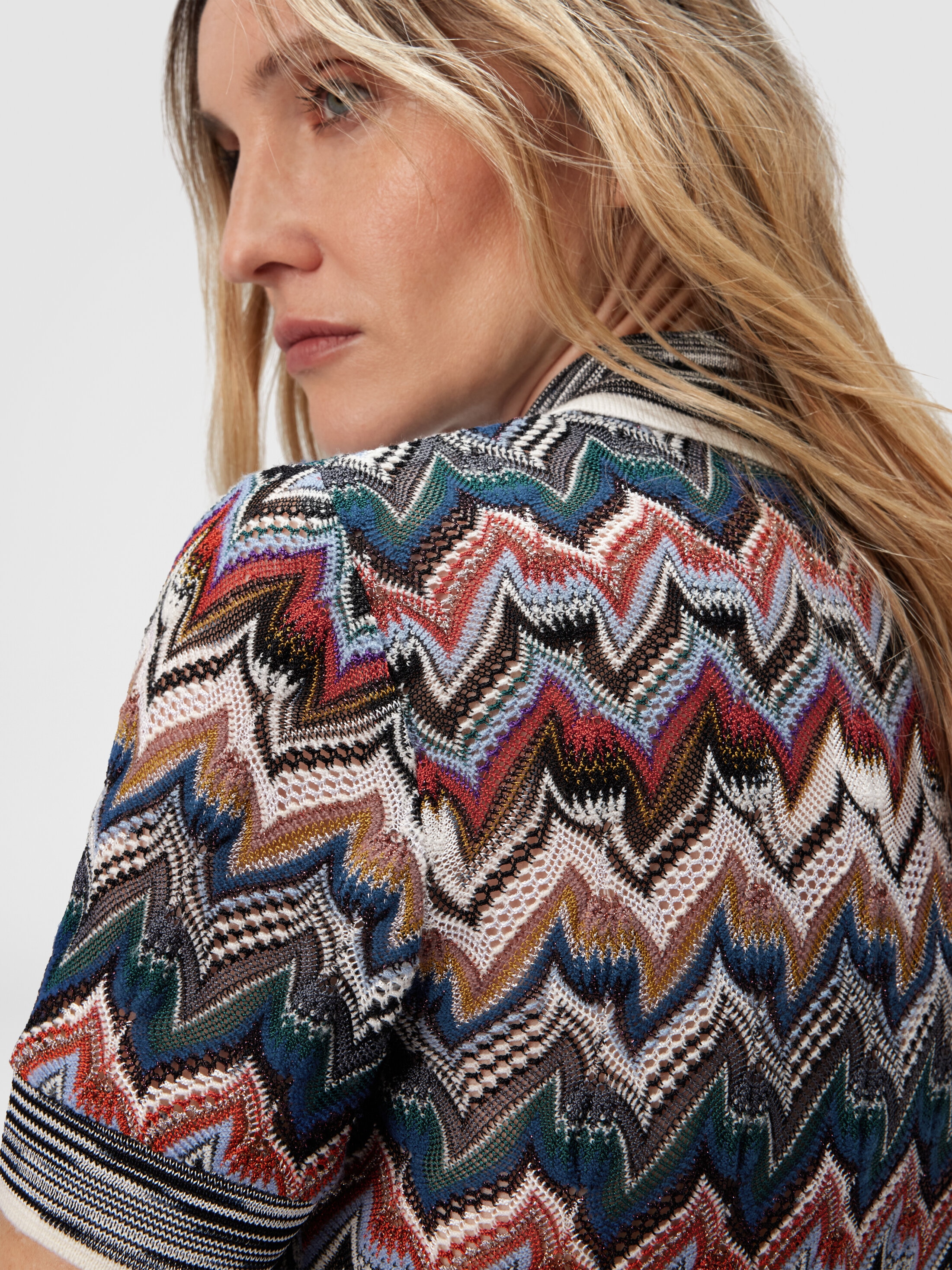 レース素材の半袖ポロシャツ マルチカラー | Missoni