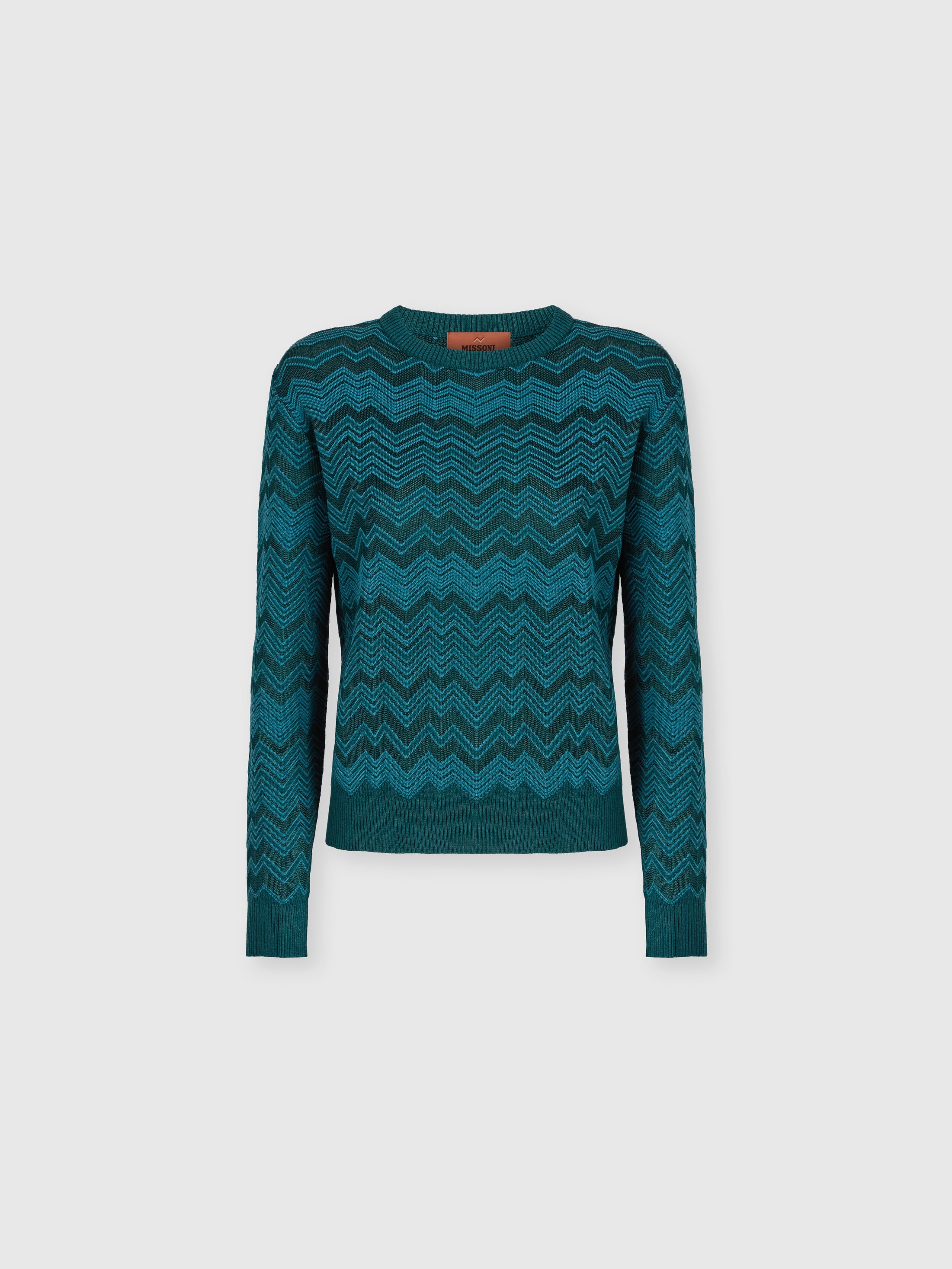 Missoni Crew Neck Sweater With Chevron Pattern In Black