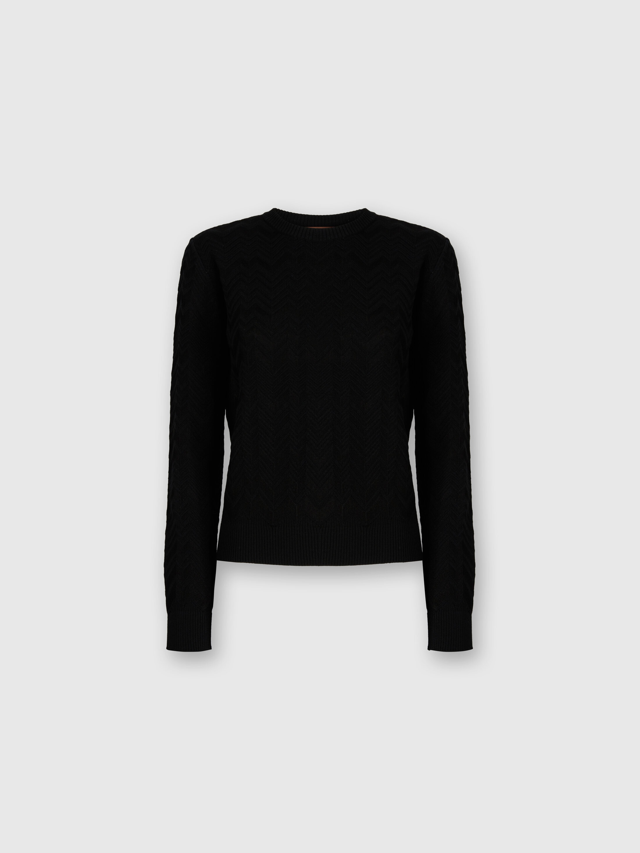 Missoni Crew Neck Sweater With Chevron Pattern In Black