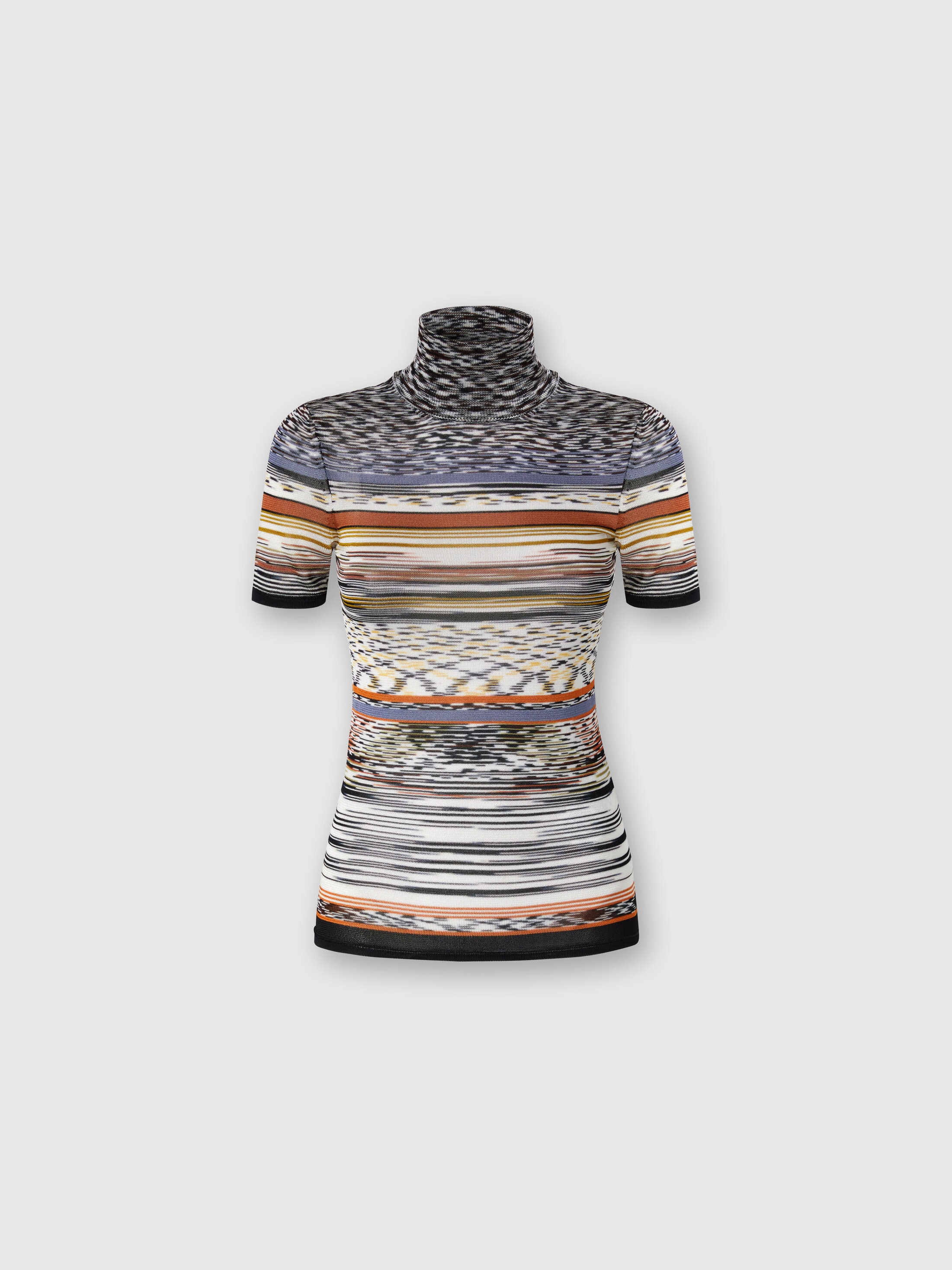 Missoni Mock Neck Sweater In Striped Knit In Multi