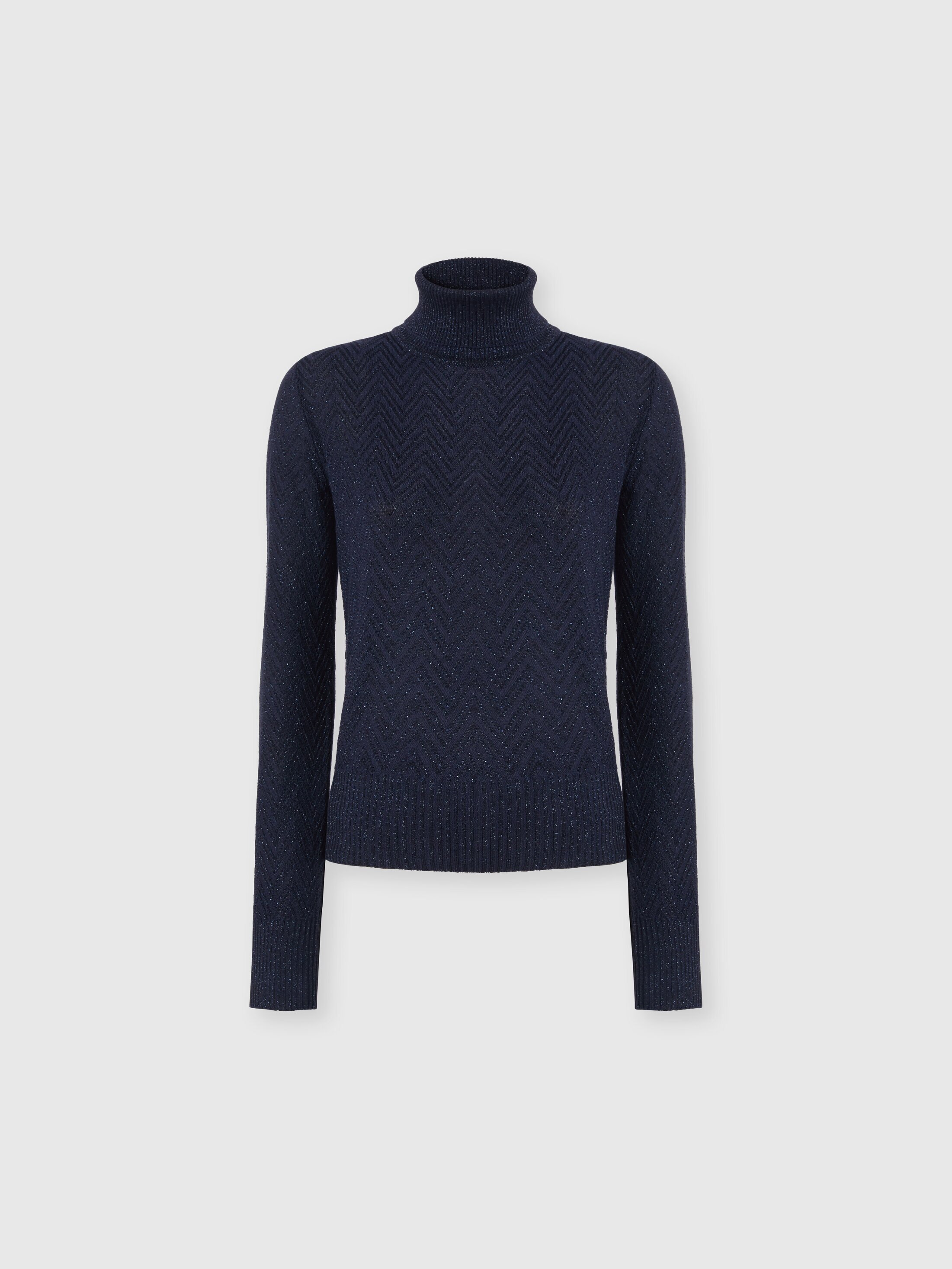 Missoni Chevron-pattern Turtleneck Sweater In Blue