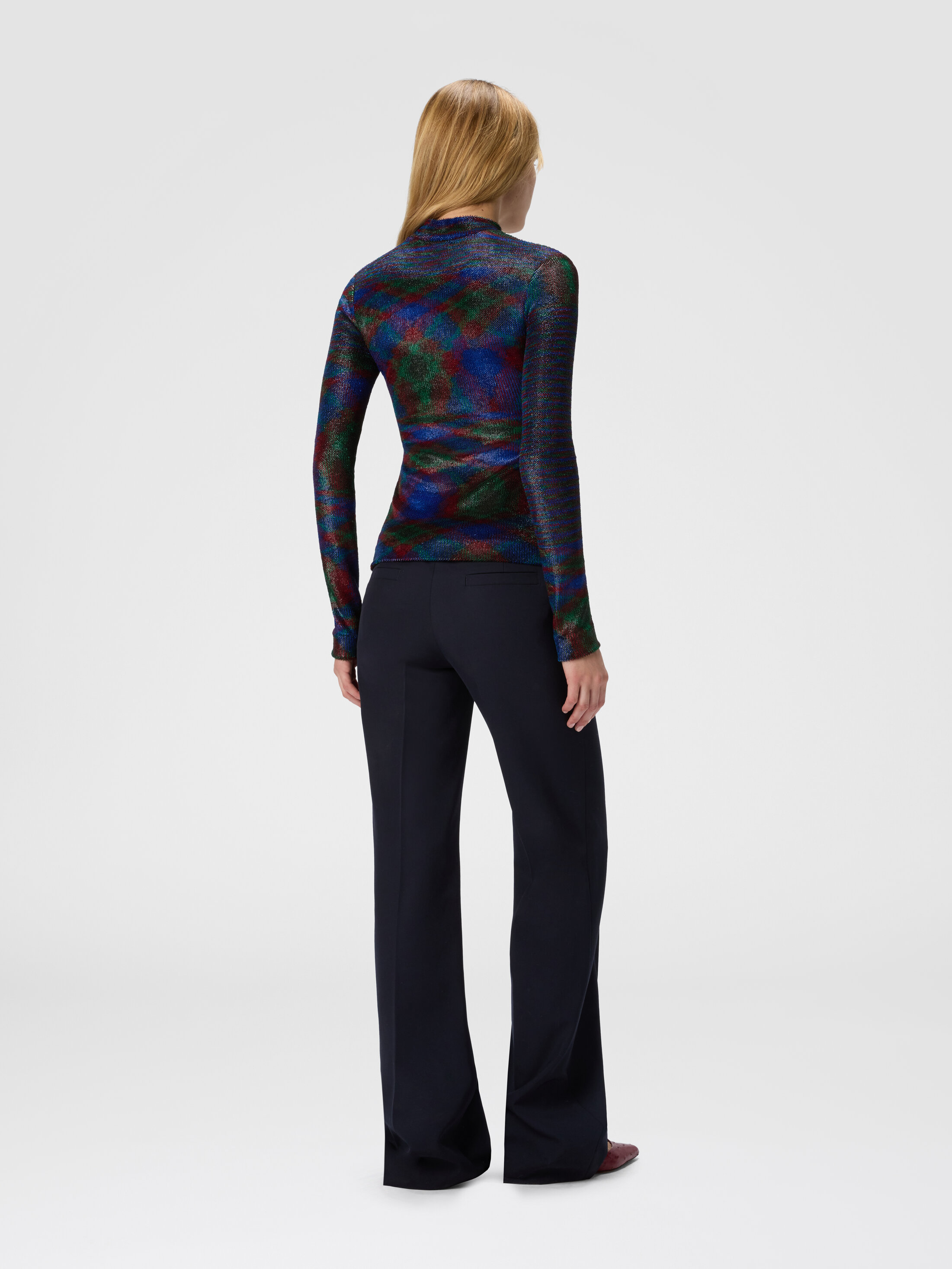 Turtleneck sweater with flame pattern Green & Red | Missoni