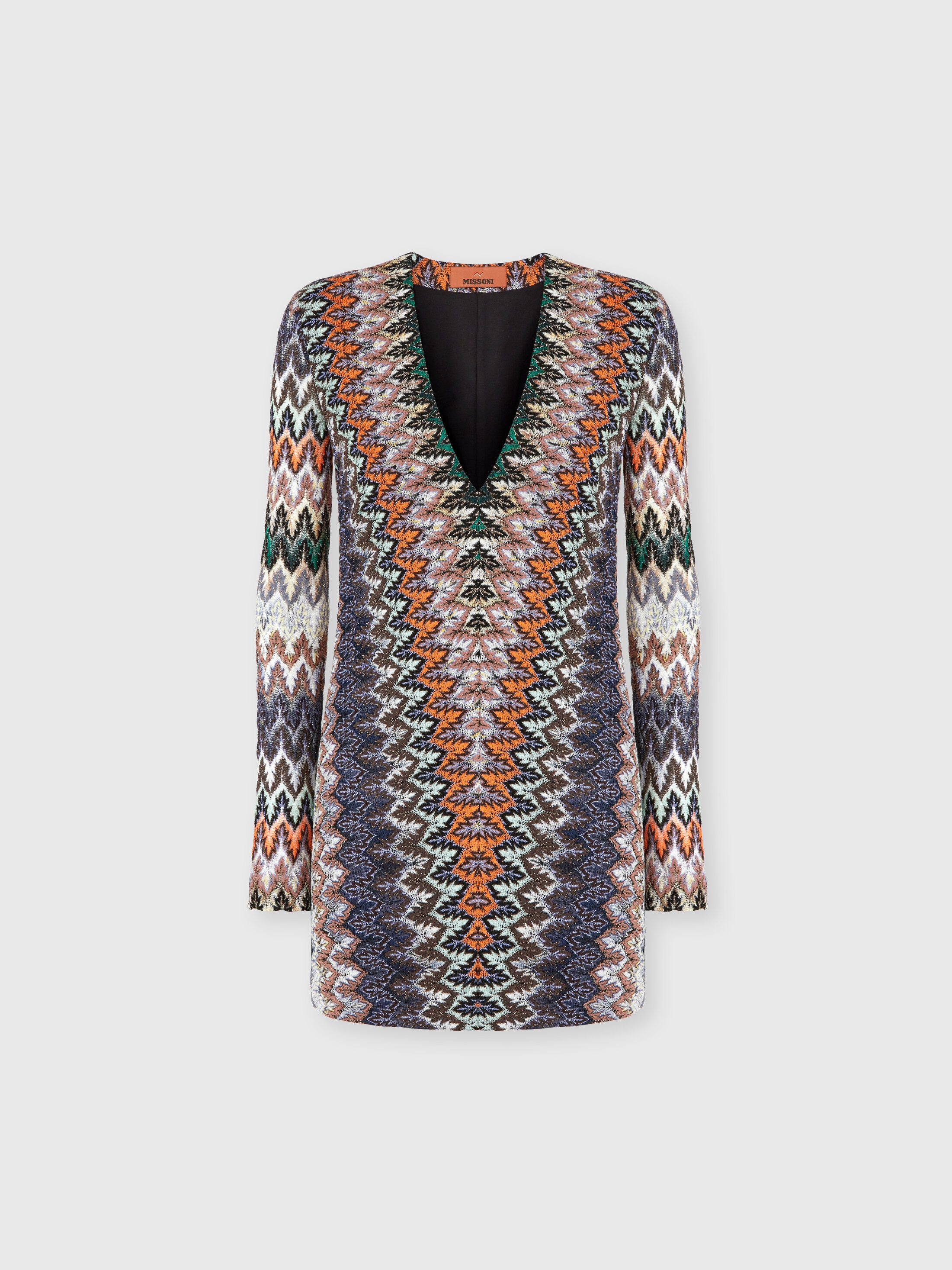 Missoni - Mini-robe en coton et viscose lam dcollet en V profond Femme Multicolore Taille 42 833 €