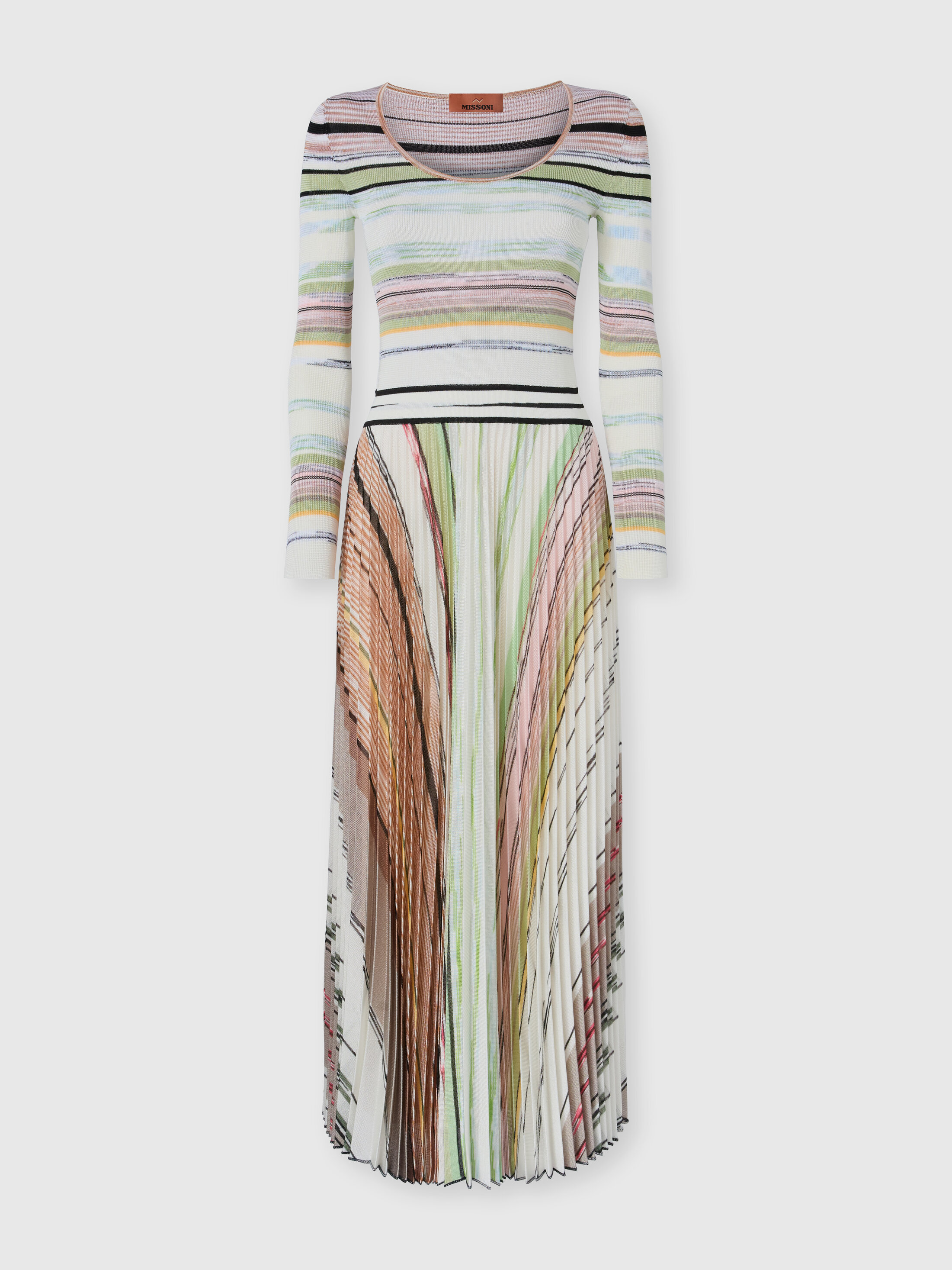 Missoni Pleated Mixed Flame Viscose Long Dress
