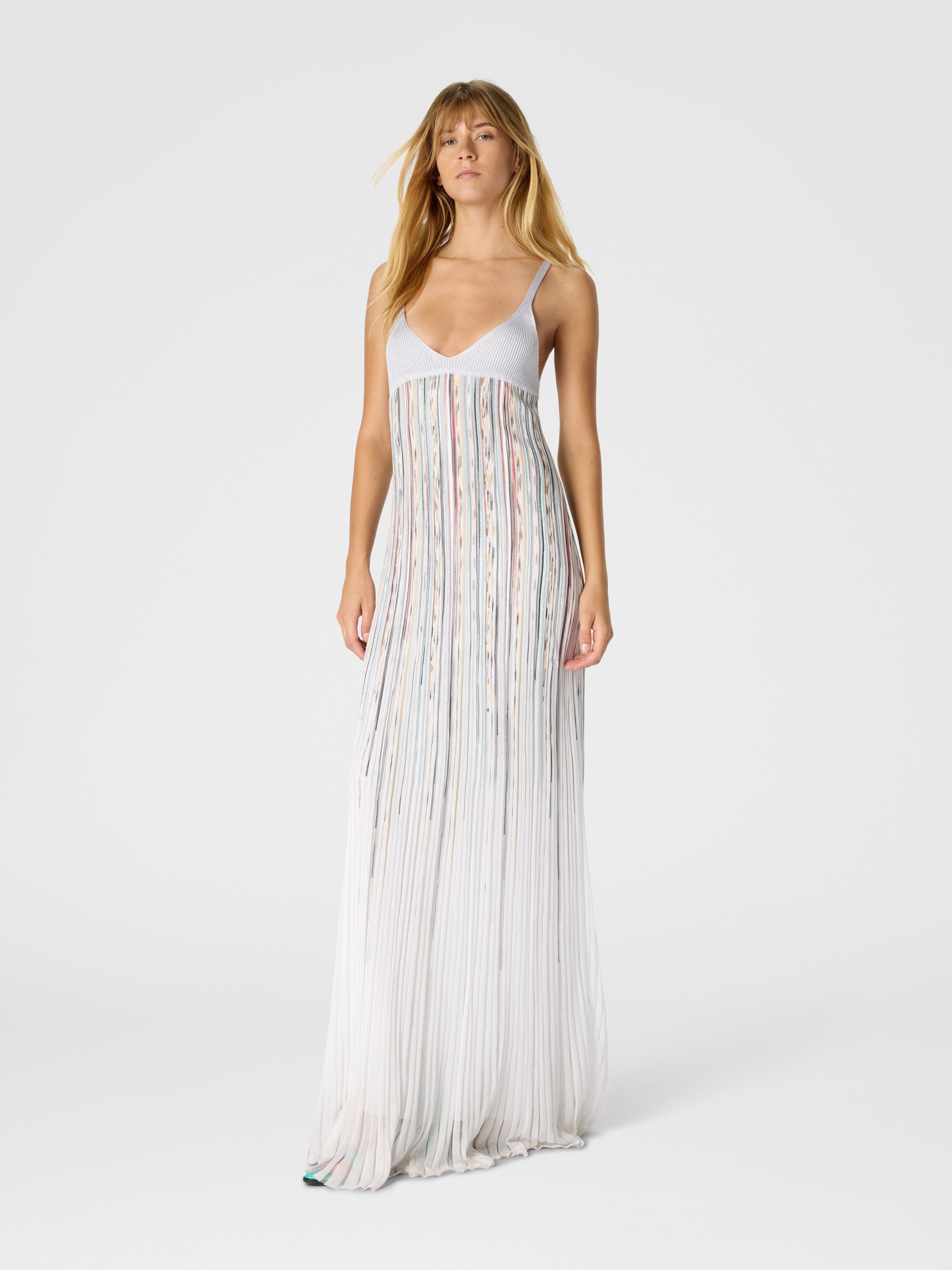Sleeveless Flame-Effect Viscose Lamé Gown Multicoloured | Missoni