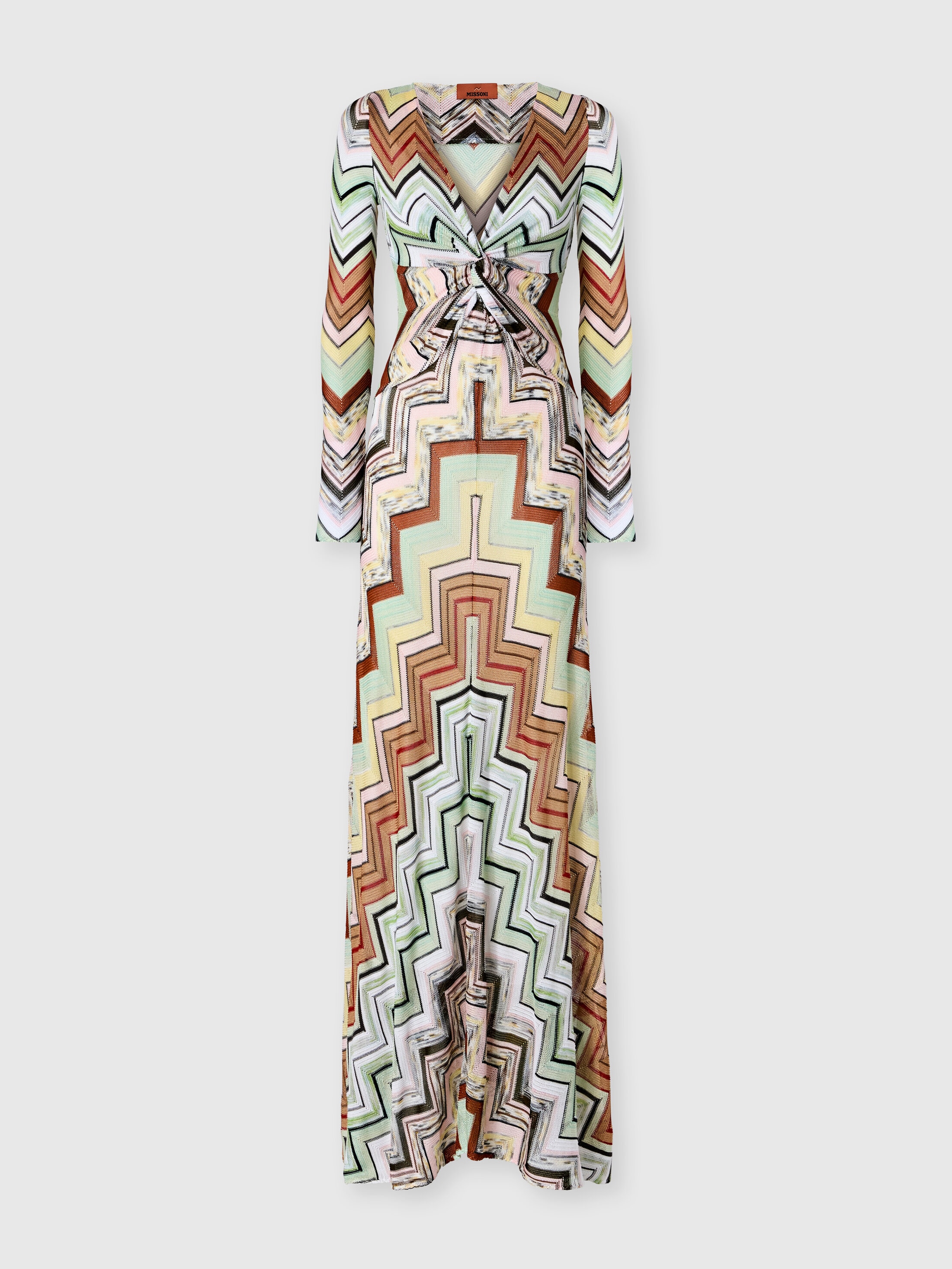 Missoni Donna Multicolore - Abito Lungo In Viscosa E Cotone Chevron, Taglia: 38