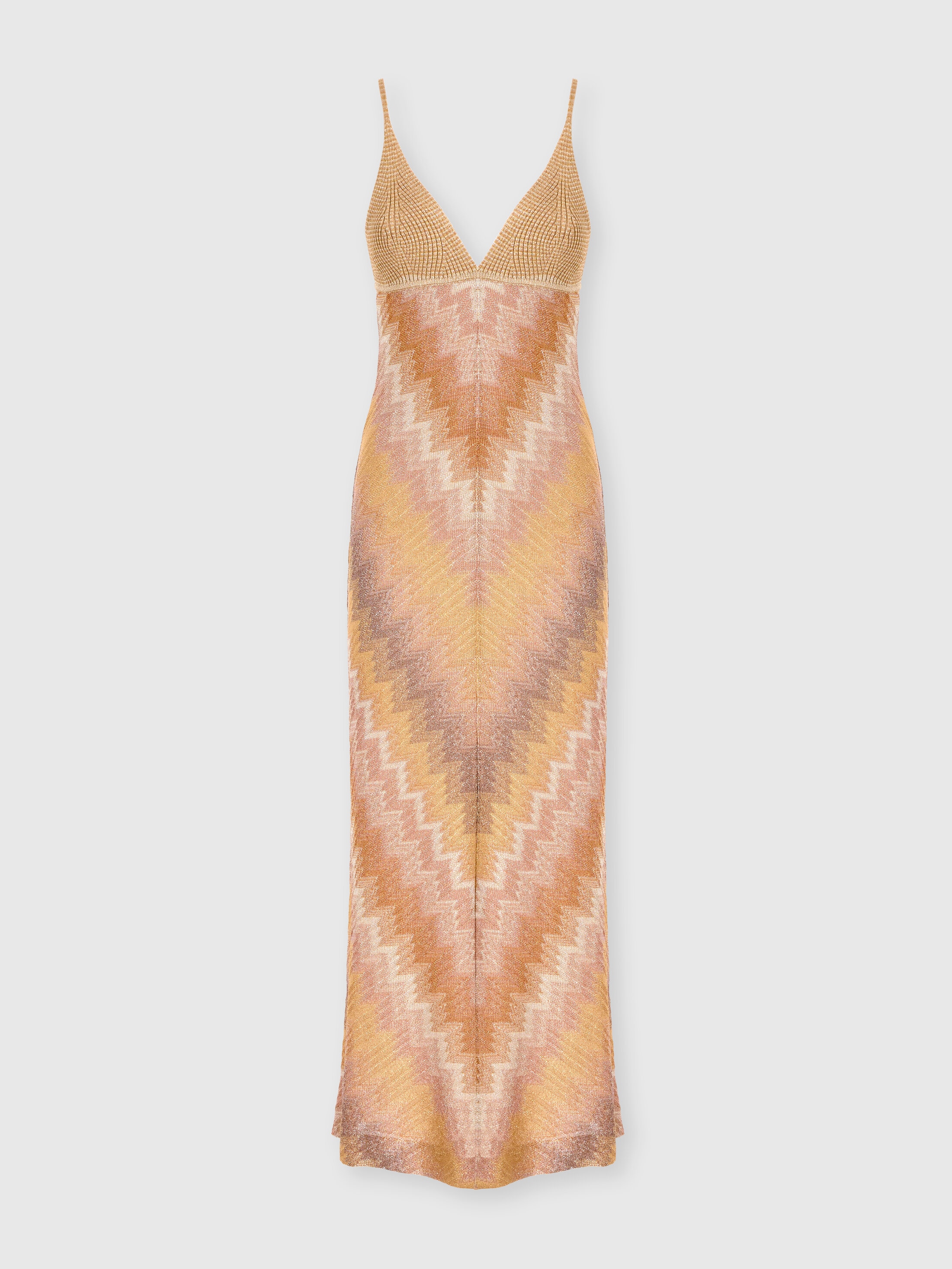 Viscose Lamé Gown with Deep Neckline Gold | Missoni
