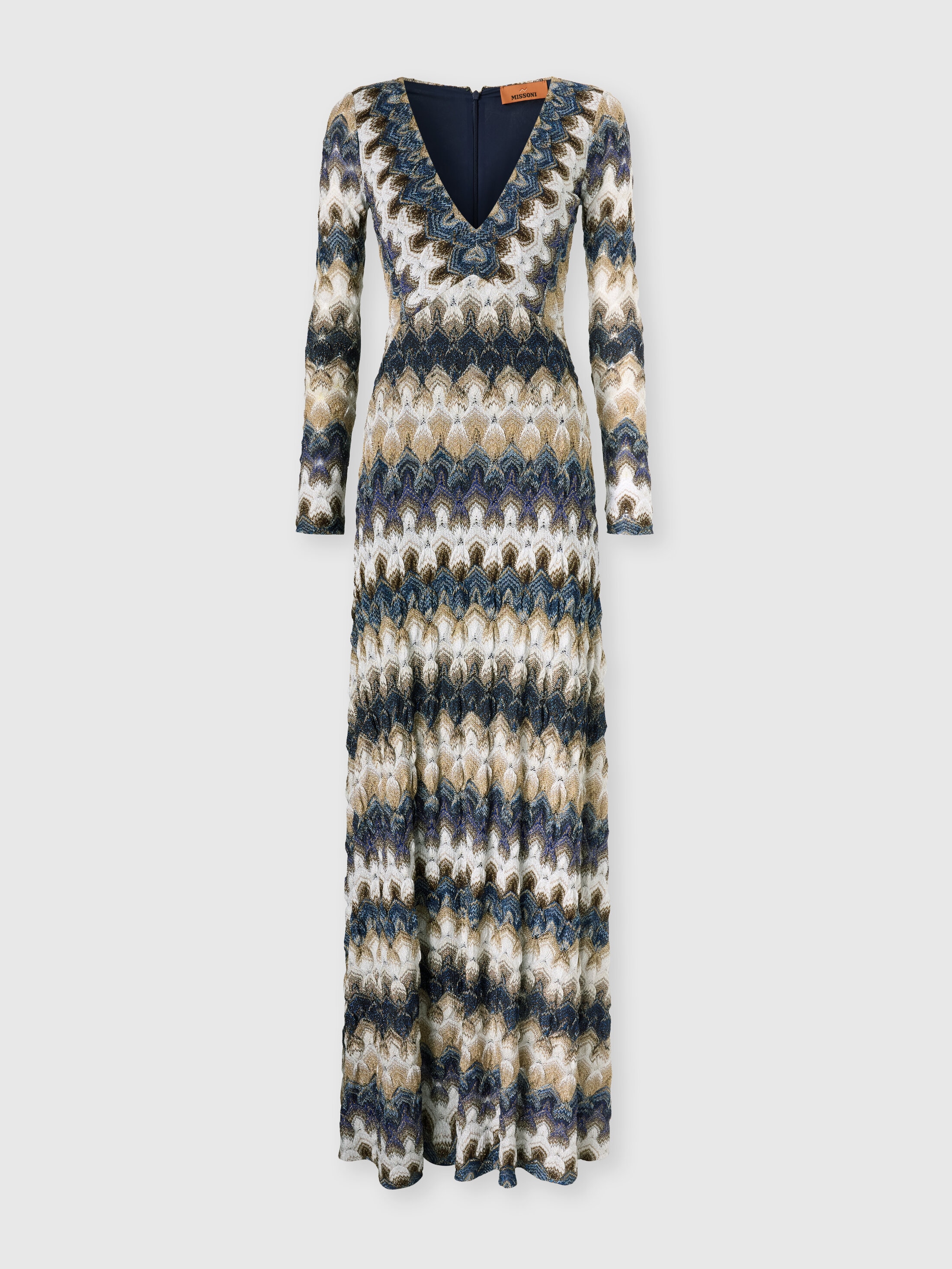 Missoni Donna Multicolore - Abito Lungo In Pizzo Con Scollatura A V, Taglia: 42