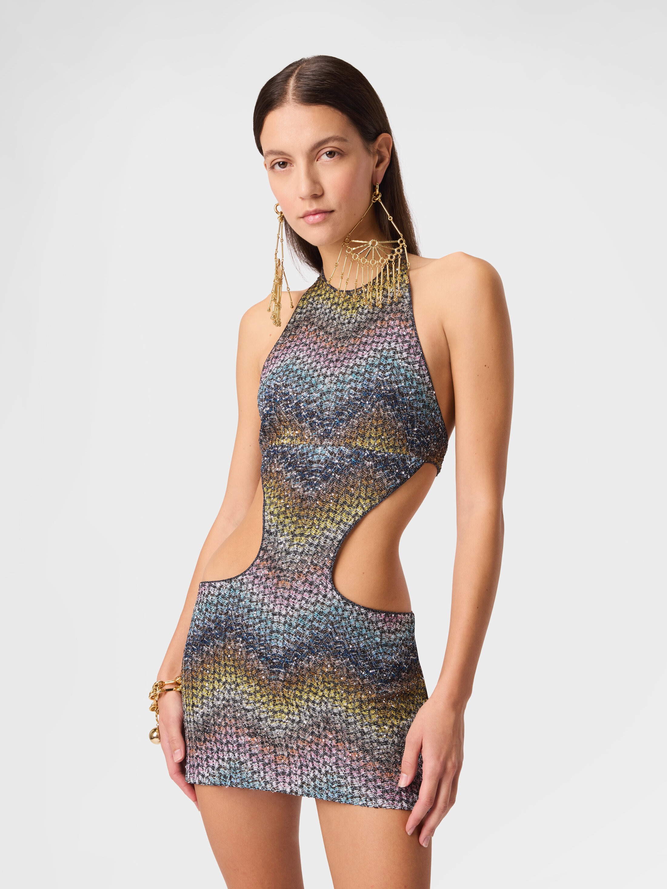 Sleeveless mini dress with zigzag texture Multicoloured | Missoni