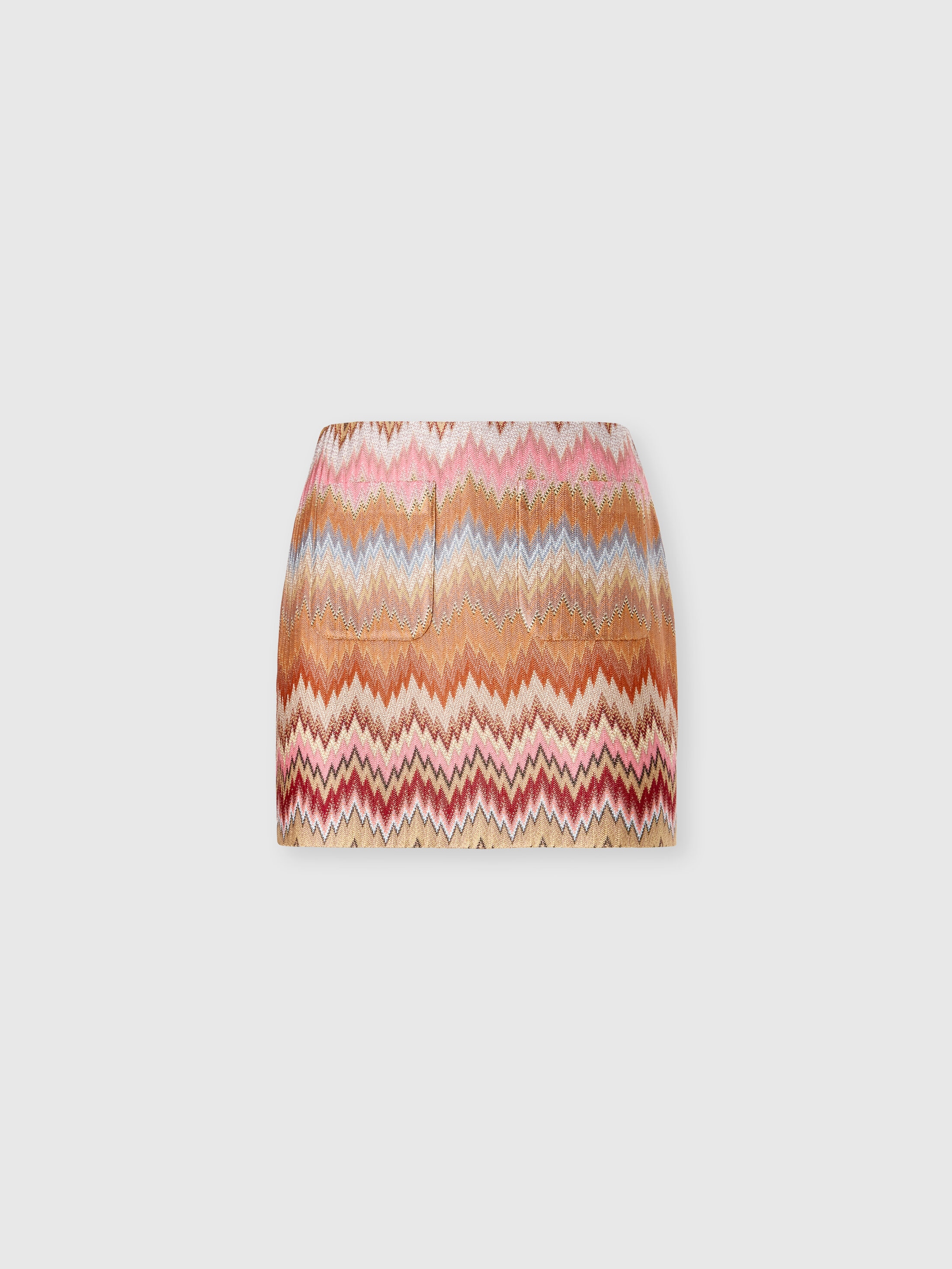 Missoni Donna Rosa,Ruggine - Minigonna In Viscosa Chevron Motivo Snake, Rosa & Ruggine, Taglia: 44