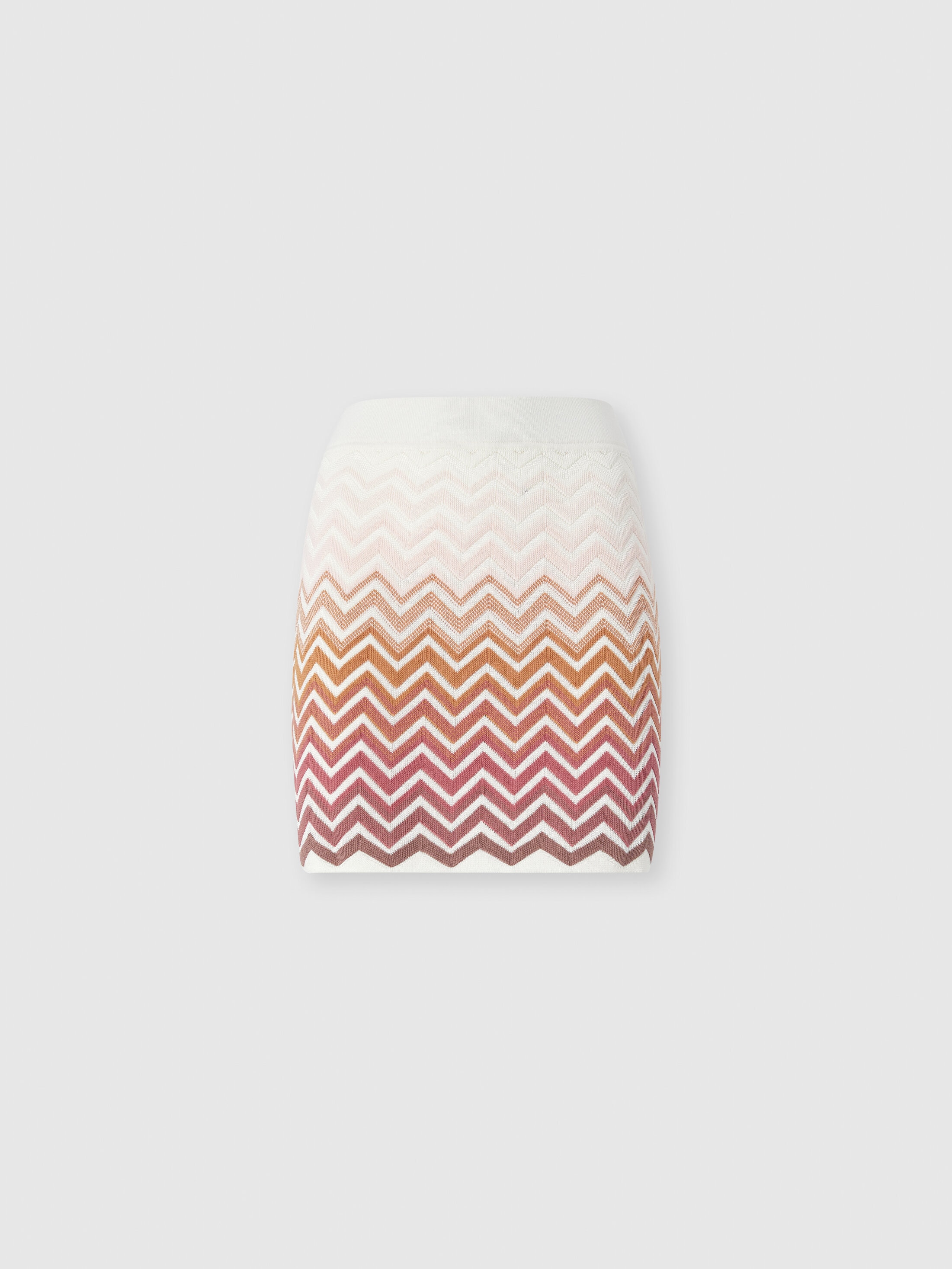 Missoni Donna Rosa,Ruggine - Minigonna In Cotone E Viscosa Chevron Dégradé, Rosa & Ruggine, Taglia: 38