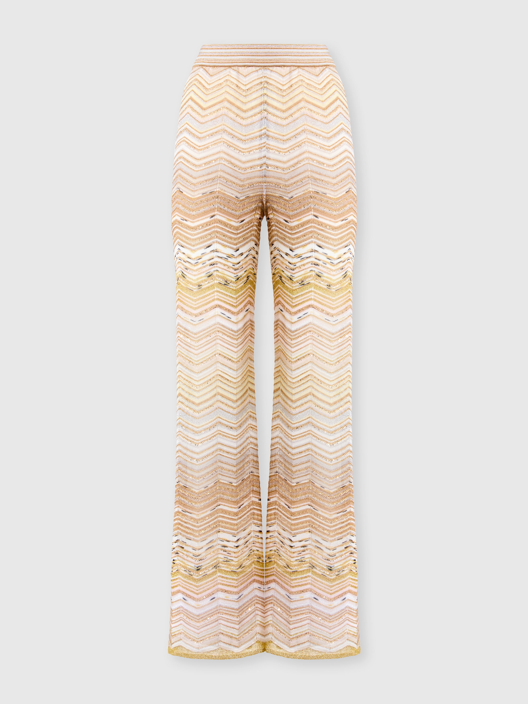 Missoni - Pantalon large en viscose lamé à motif chevron avec paillettes, Femme, Multicolore, Taille: 38