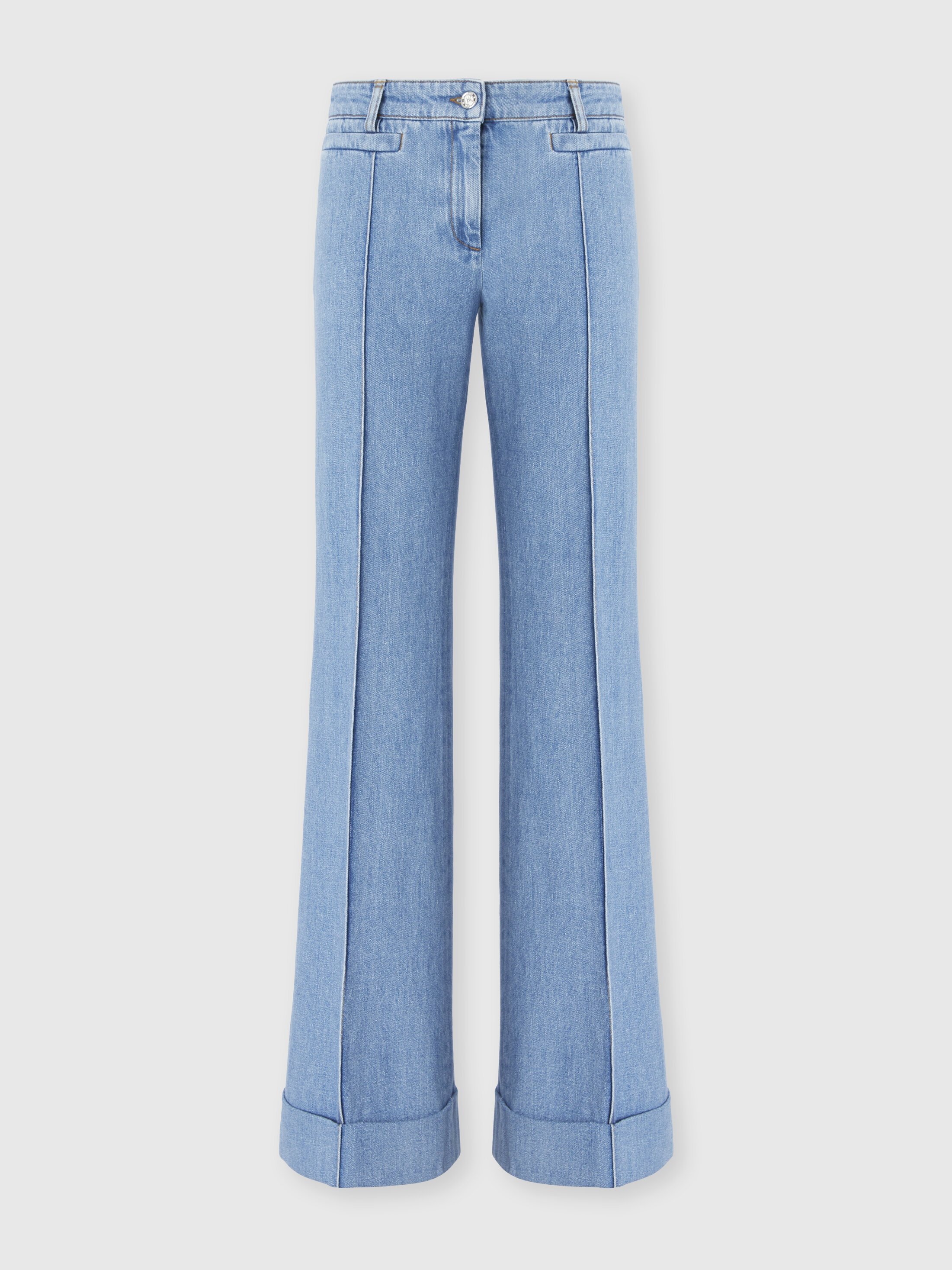 Missoni - Pantalon vas en denim avec revers et pli central Femme Bleu Denim Taille 38 590 €