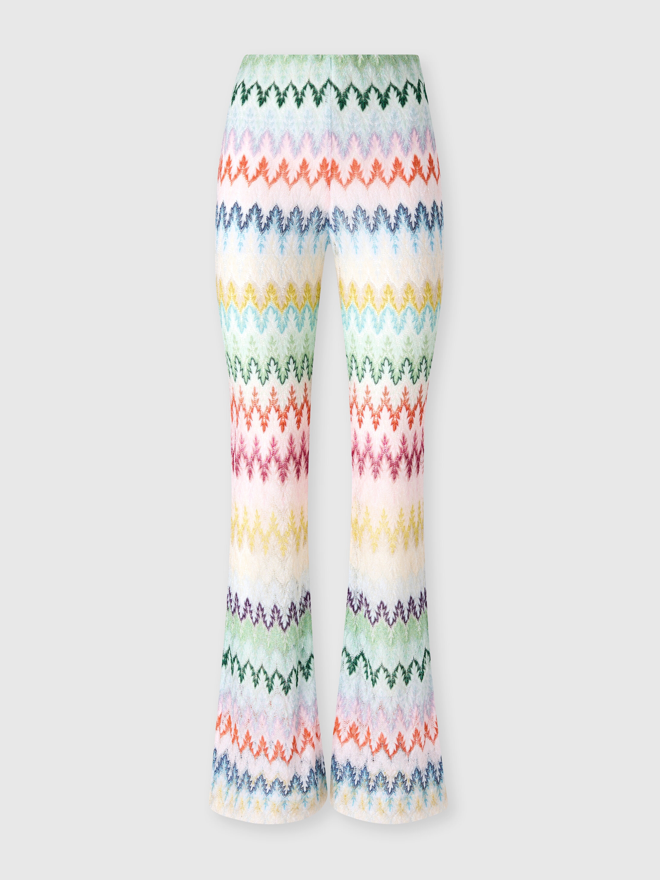Missoni Donna Multicolore - Pantaloni Flare In Misto Viscosa Lamé Motivo Zig Zag, Taglia: 40