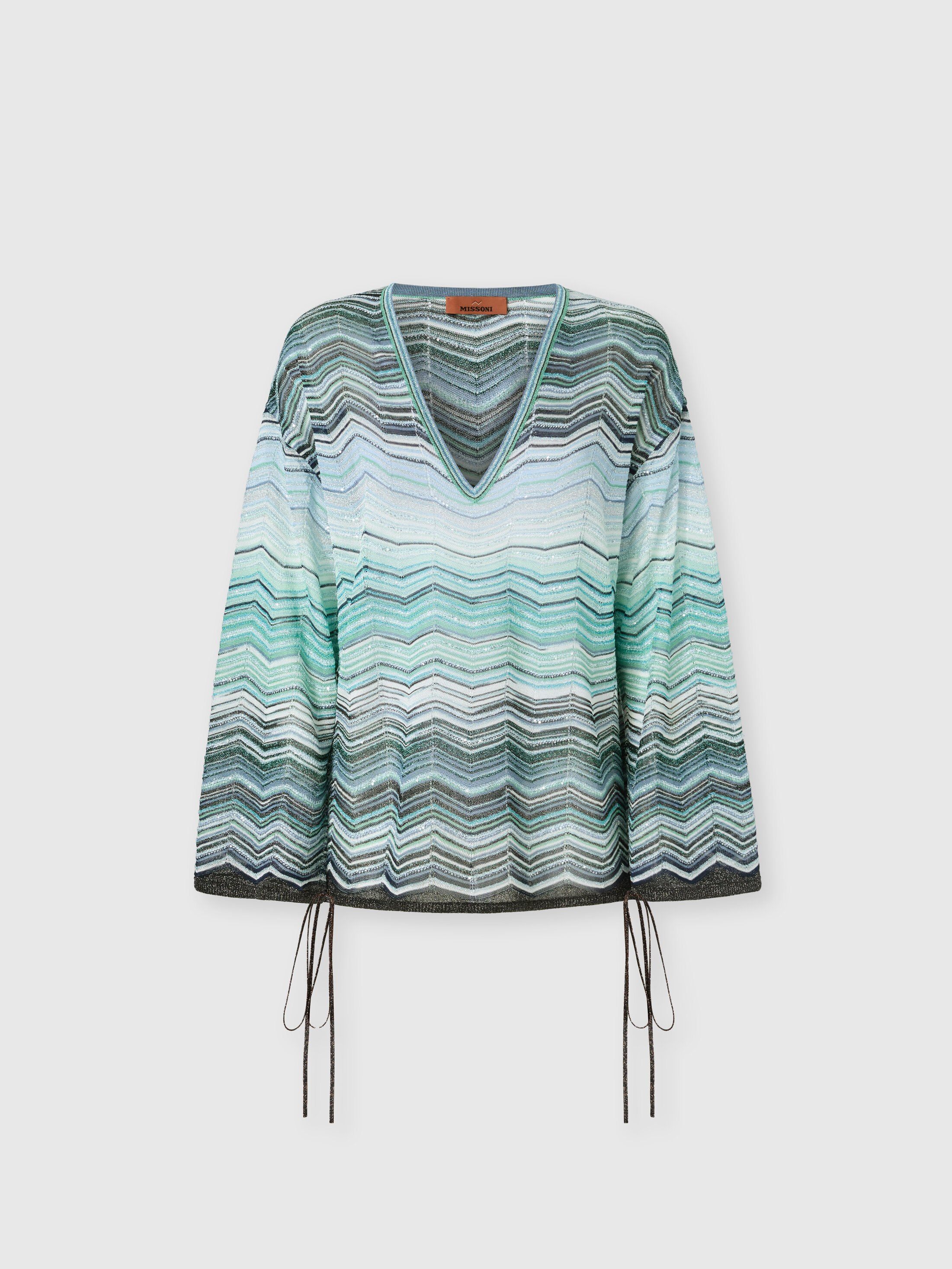 Missoni Chevron Lamé Viscose Blouse With Sequins