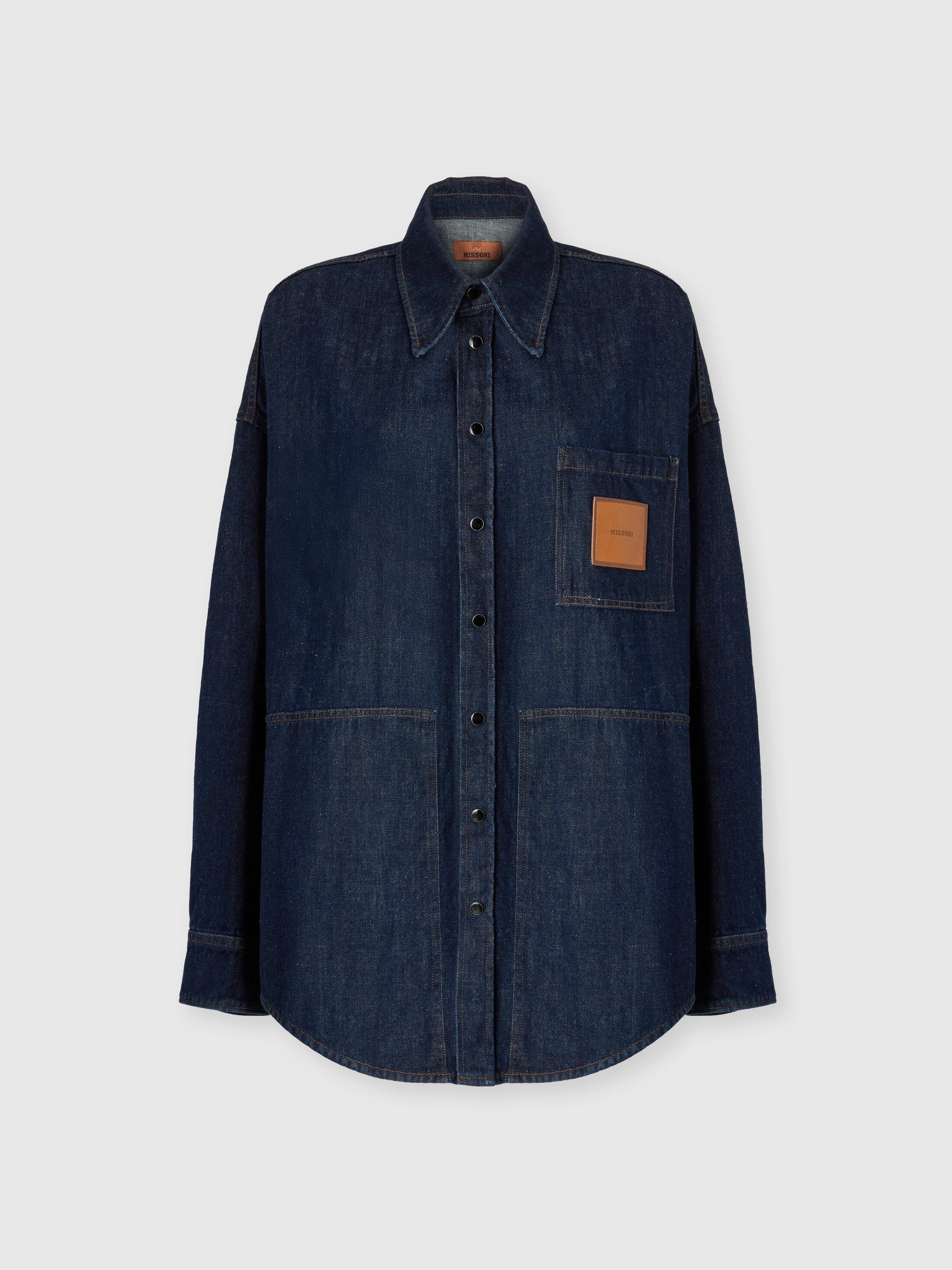 Missoni - Surchemise en denim de coton avec patch logo Femme Bleu Fonc Taille L 595 €