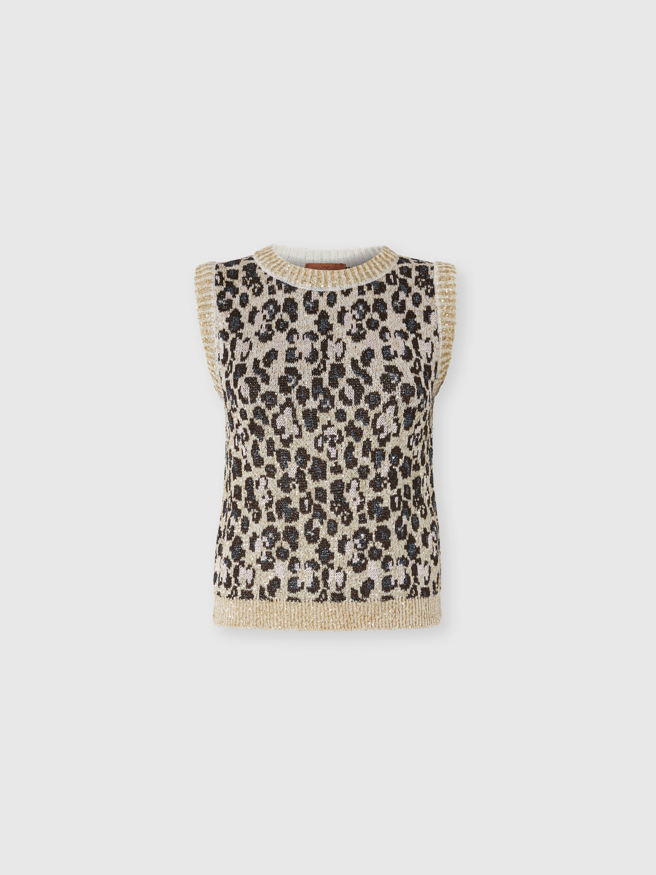 Missoni - Top ras-du-cou en maille jacquard imprim animalier Femme Beige Taille 42 595 €